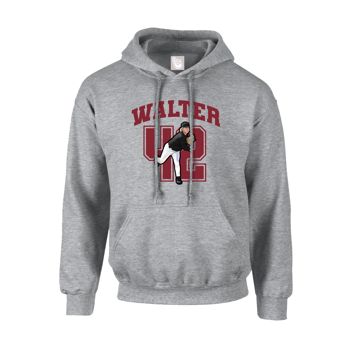 Youth Hoodie — Number in Grey