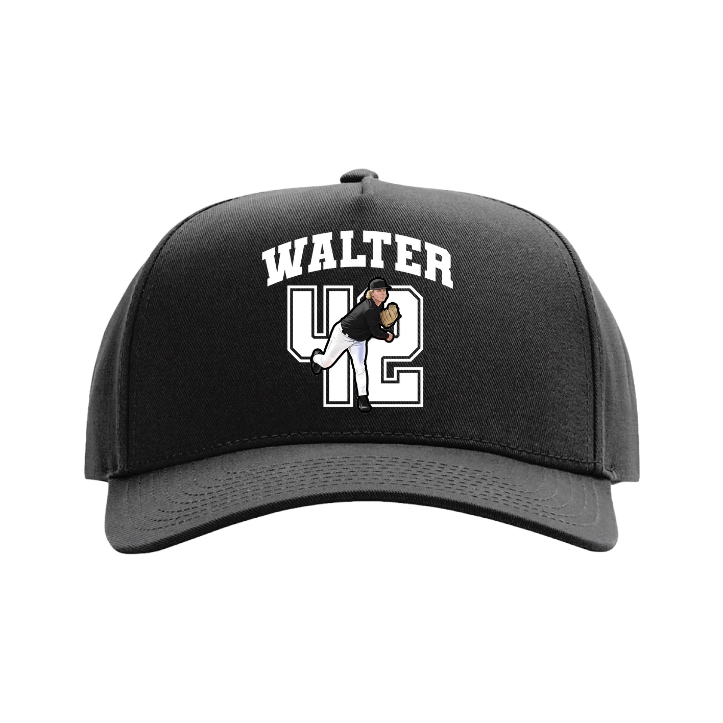 Full Fabric Five-Panel Champ Cap — Number in Black