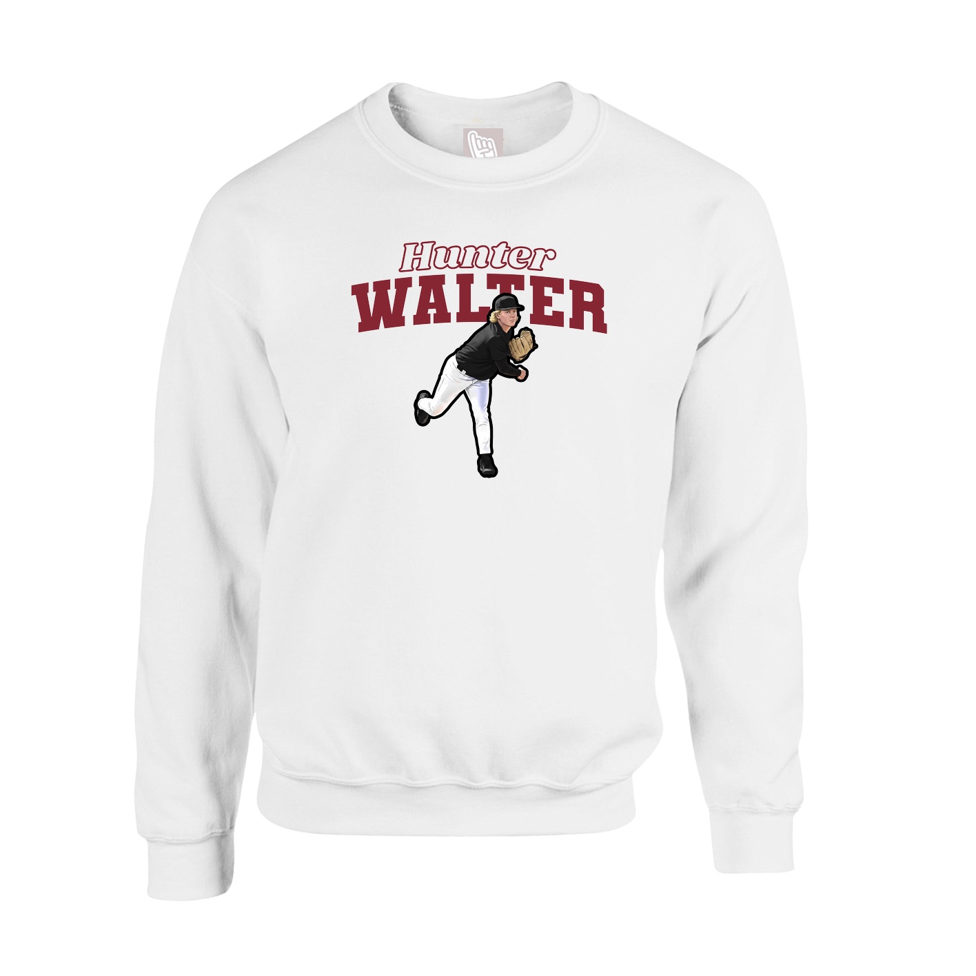 Fleece Crew — Name Arch in White