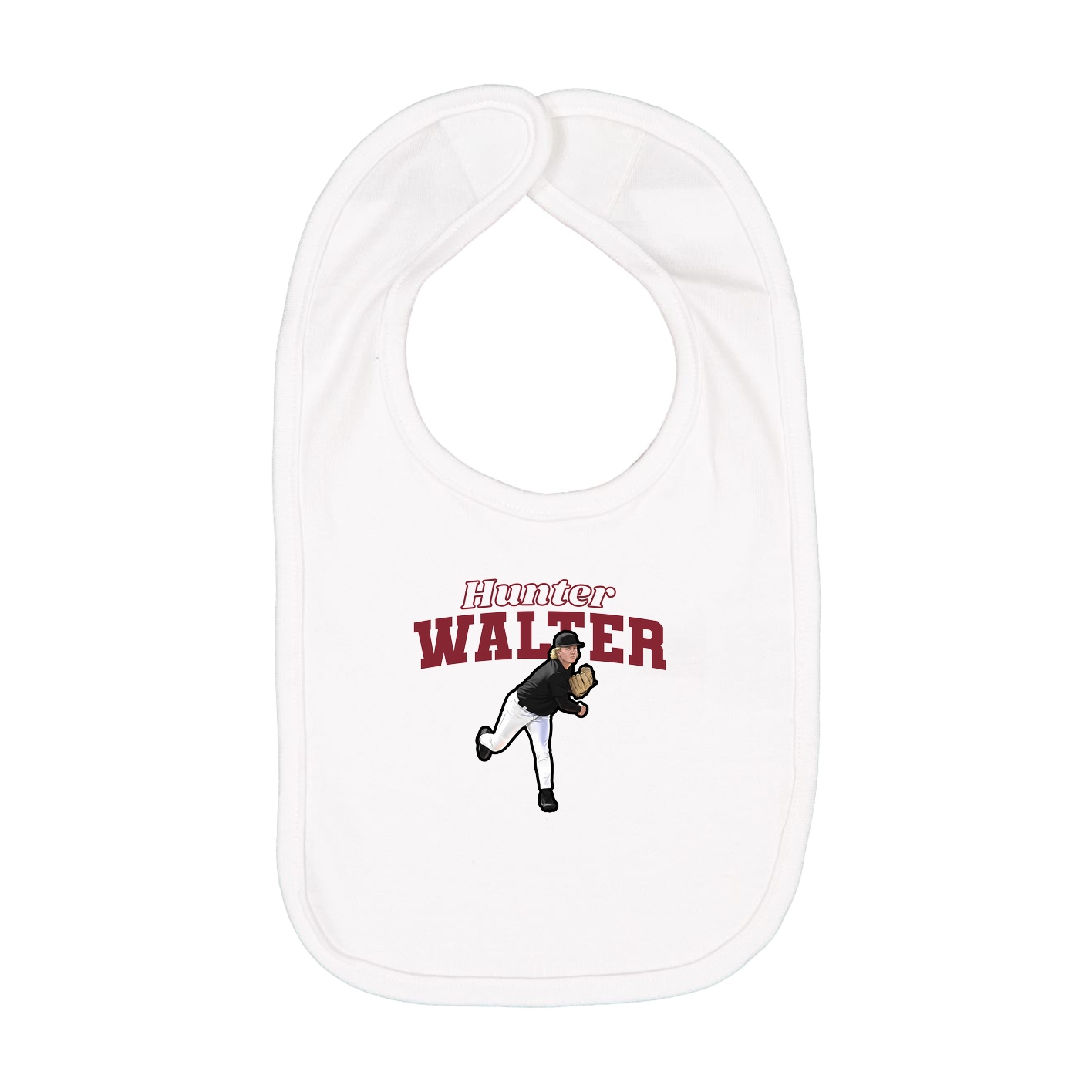 Infant Bib — Name Arch in White
