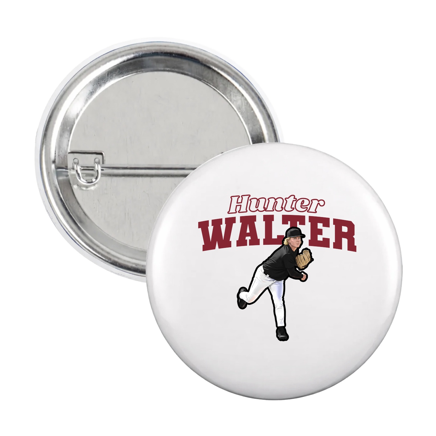 Game Day Button — Name Arch in White