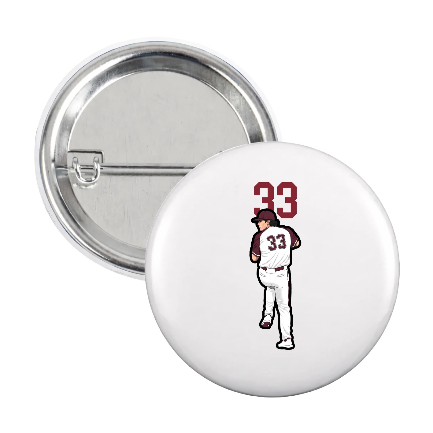 Game Day Button — Number Top in White