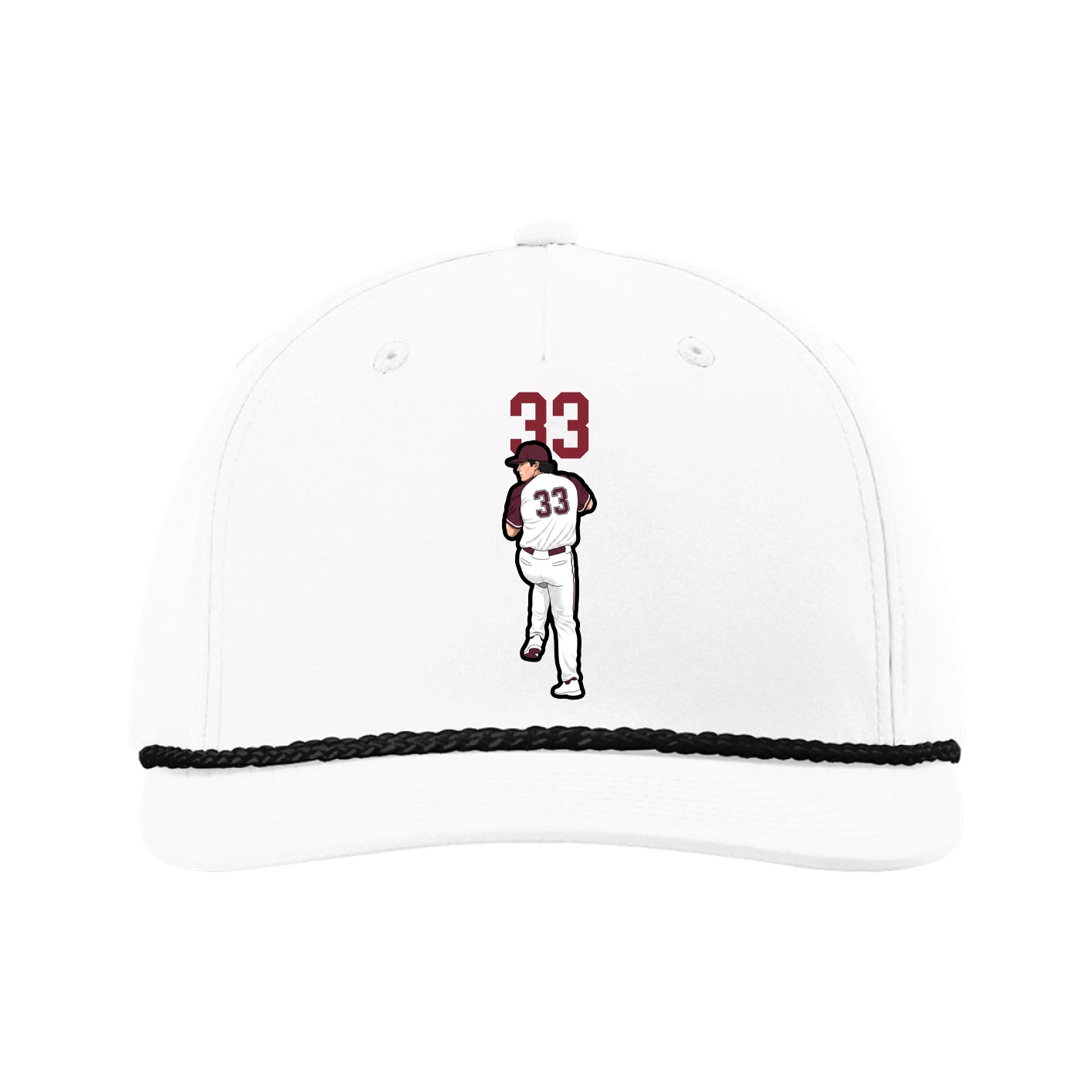 Five-Panel Classic Rope Cap — Number Top in White