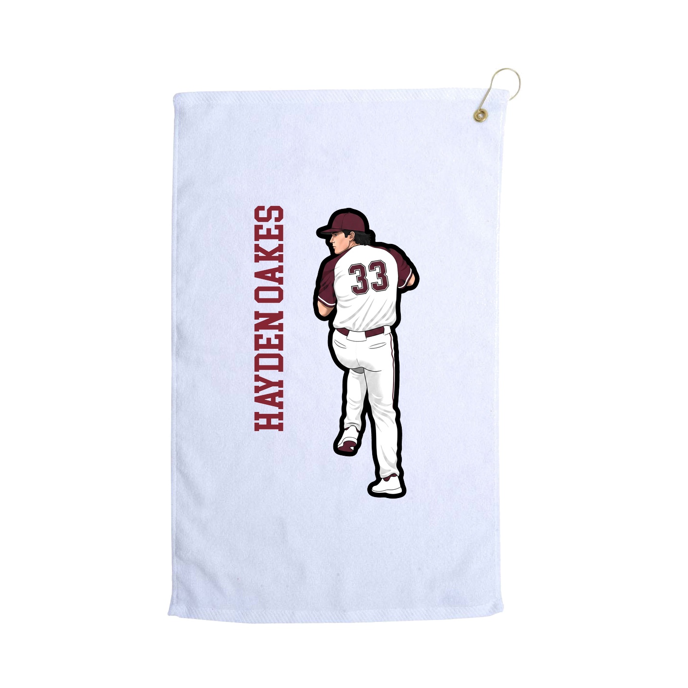 Golf Towel — Name Vertical in White