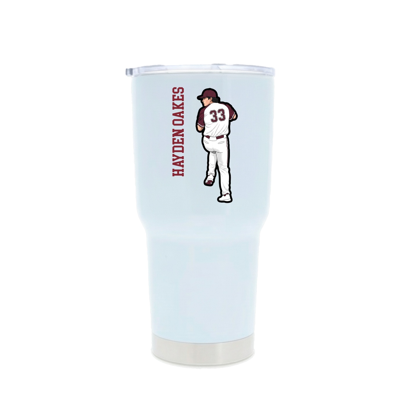 30oz Stainless Steel Tumbler — Name Vertical in White