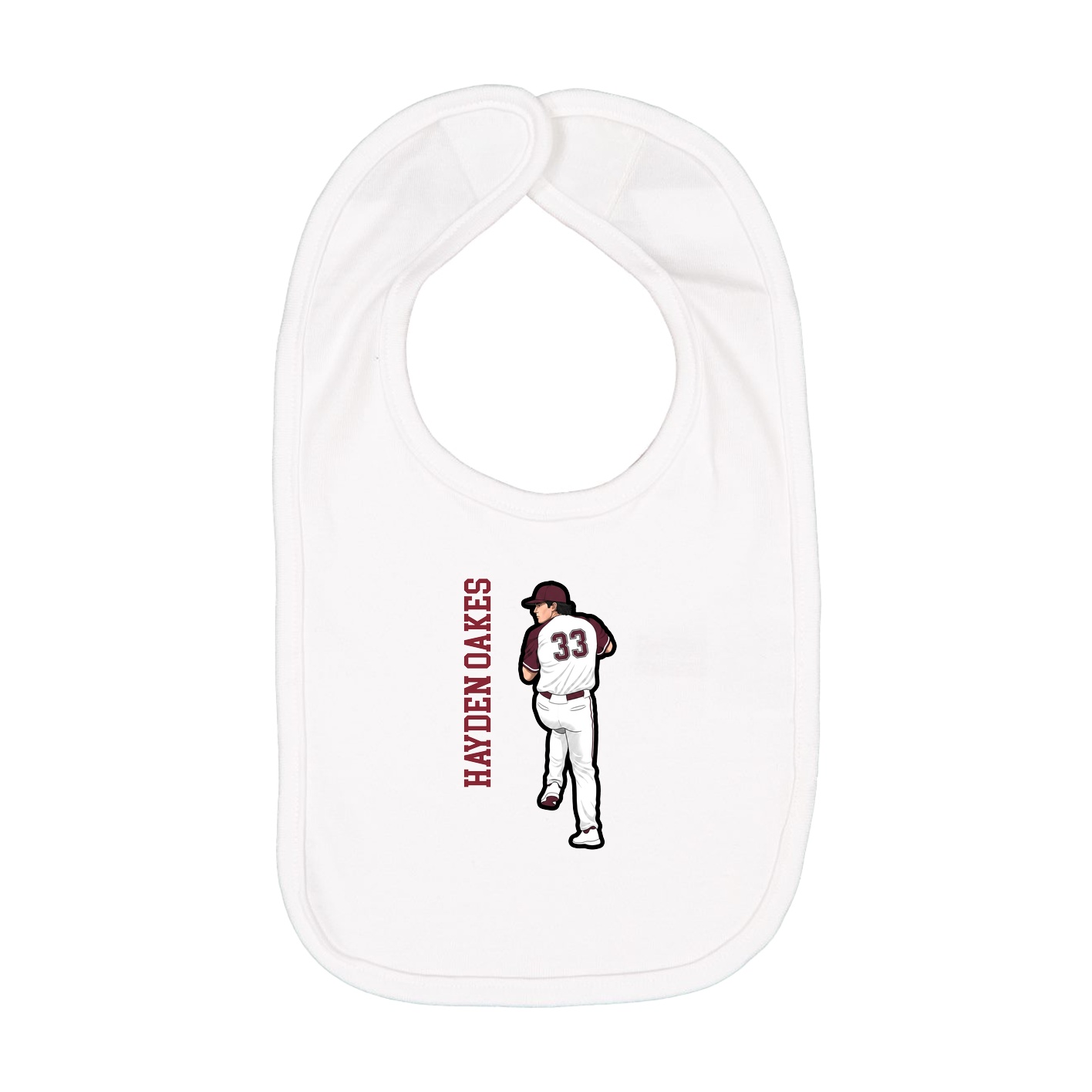 Infant Bib — Name Vertical in White