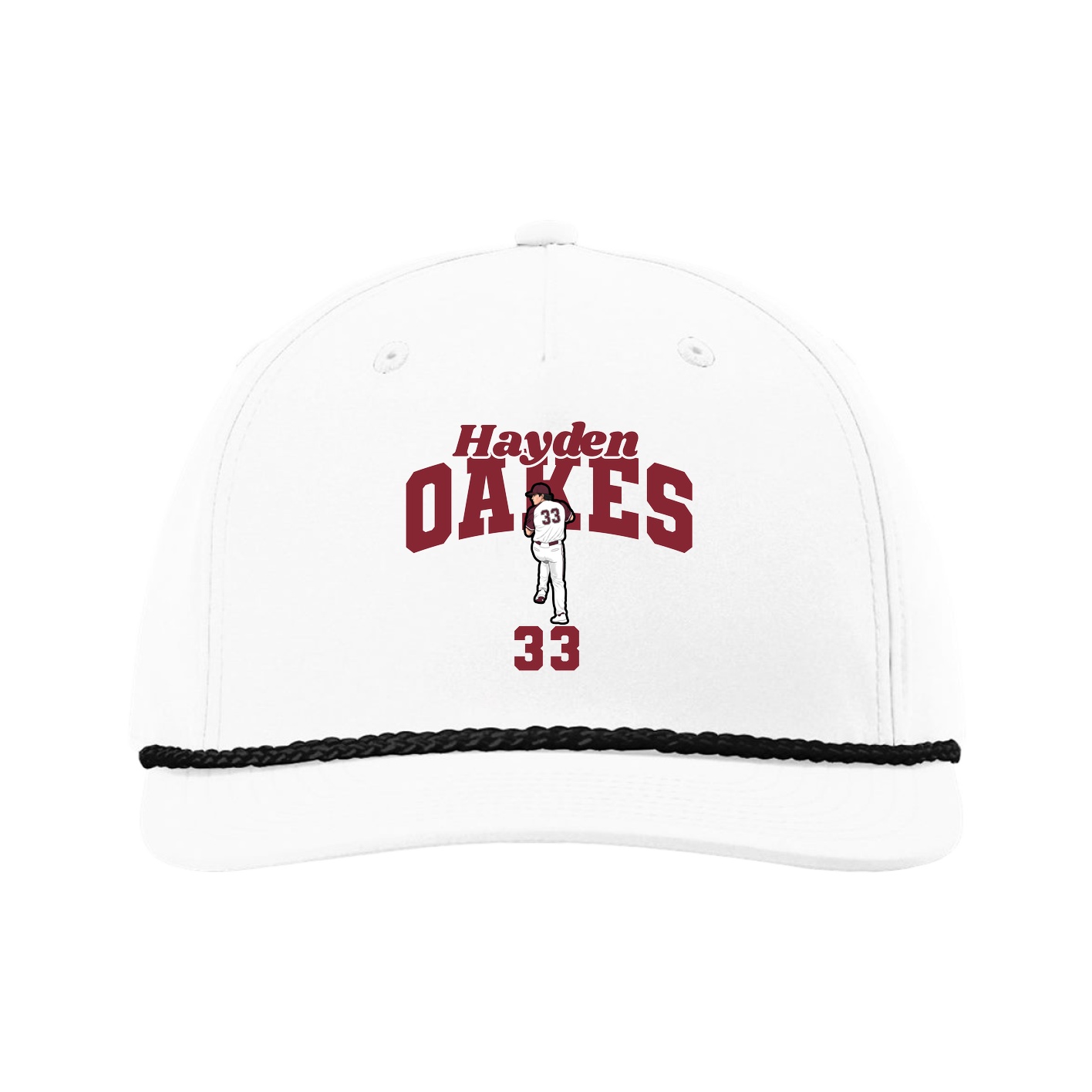 Five-Panel Classic Rope Cap — Signature Arch in White