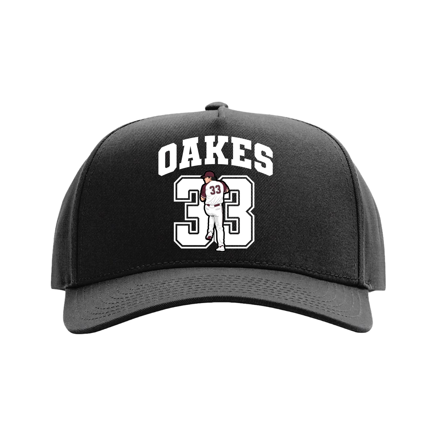 Full Fabric Five-Panel Champ Cap — Number in Black