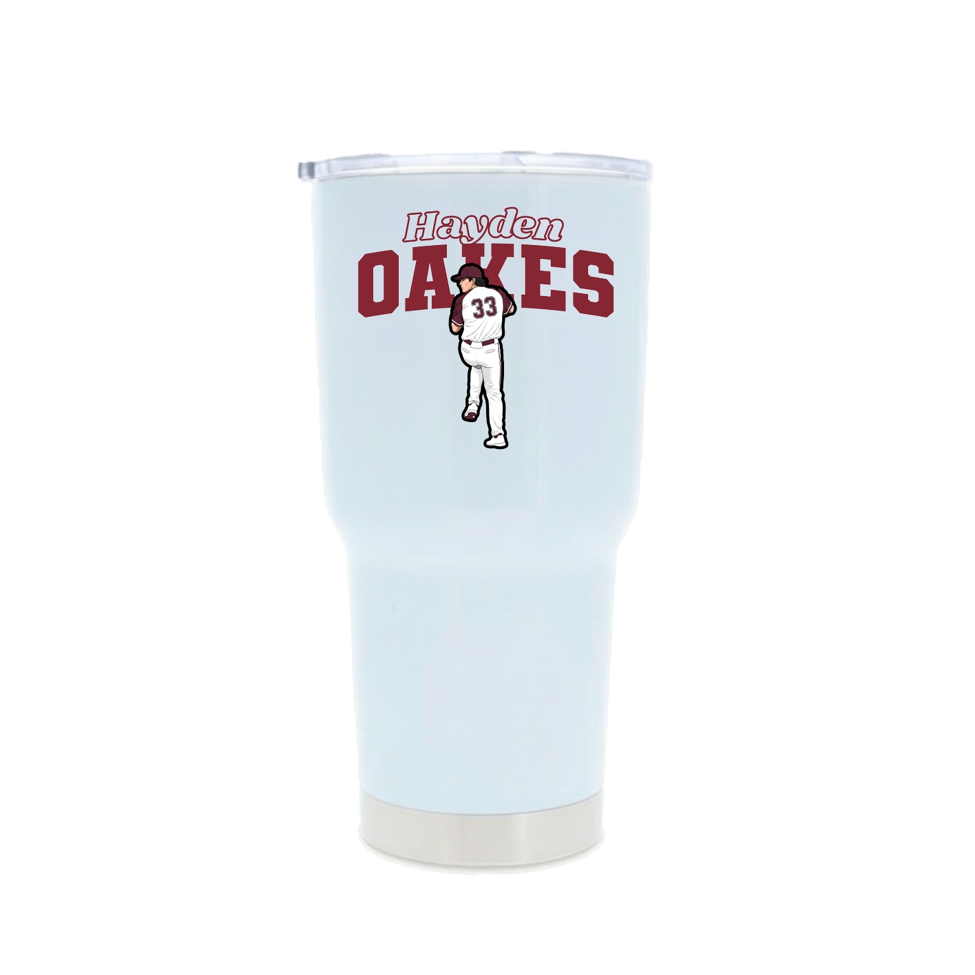 30oz Stainless Steel Tumbler — Name Arch in White