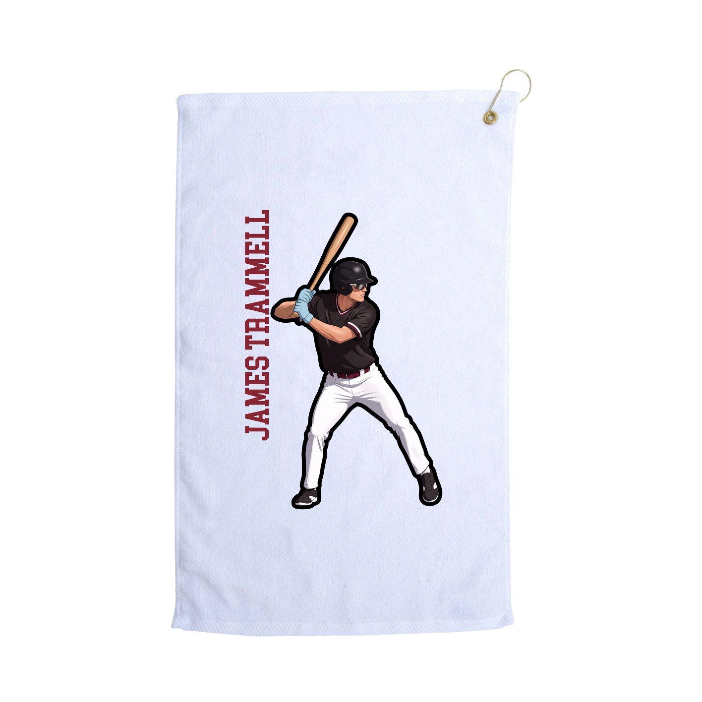 Golf Towel — Name Vertical in White