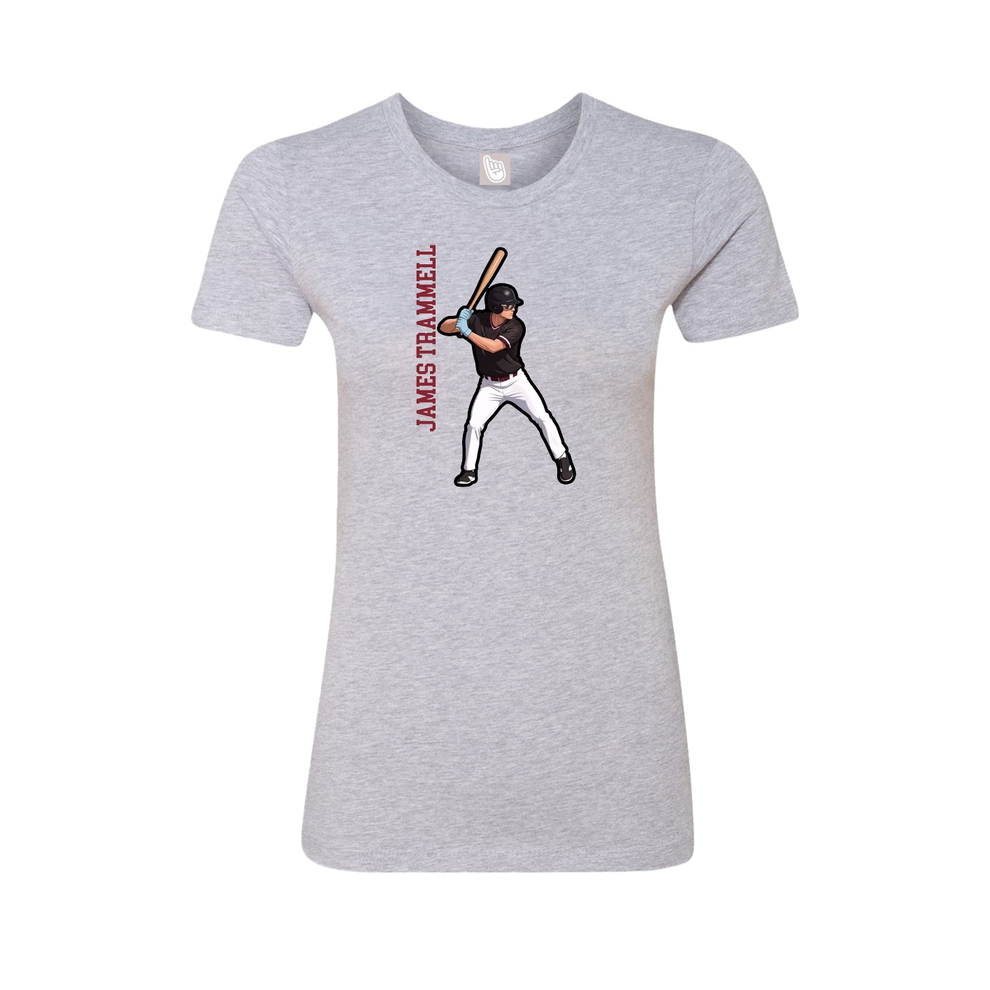 Fitted Women's Tee — Name Vertical in Grey