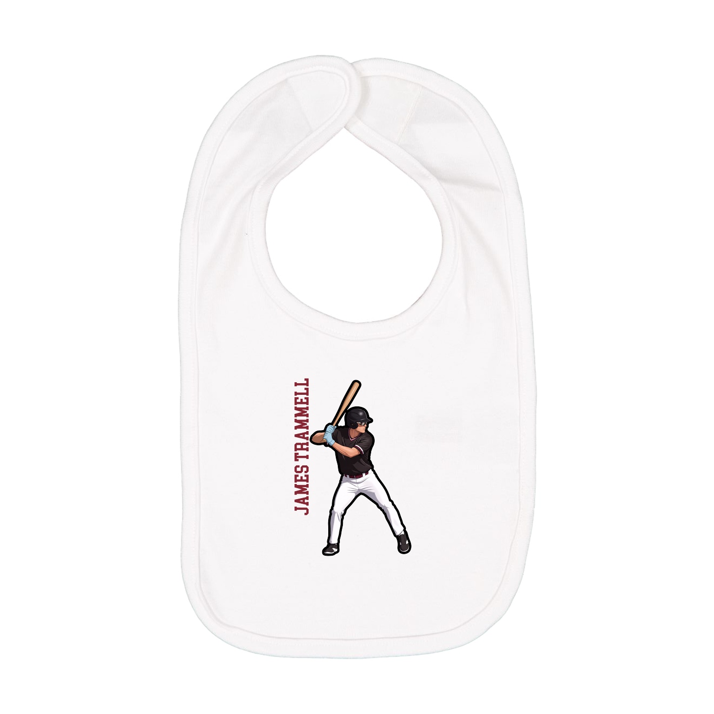 Infant Bib — Name Vertical in White