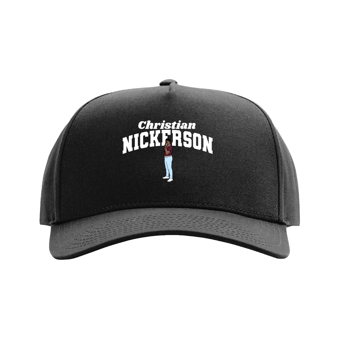 Full Fabric Five-Panel Champ Cap — Signature Arch in Black
