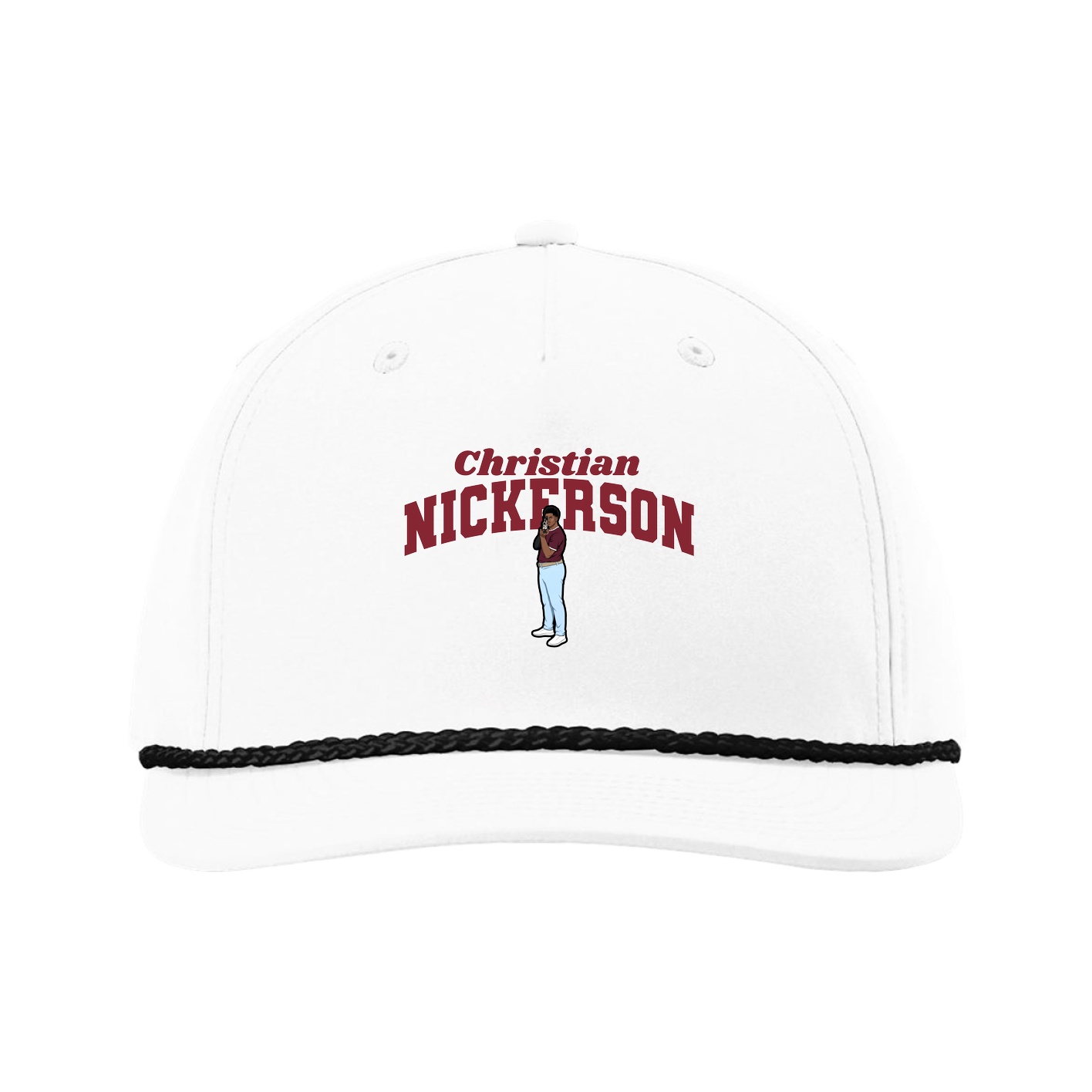 Five-Panel Classic Rope Cap — Signature Arch in White