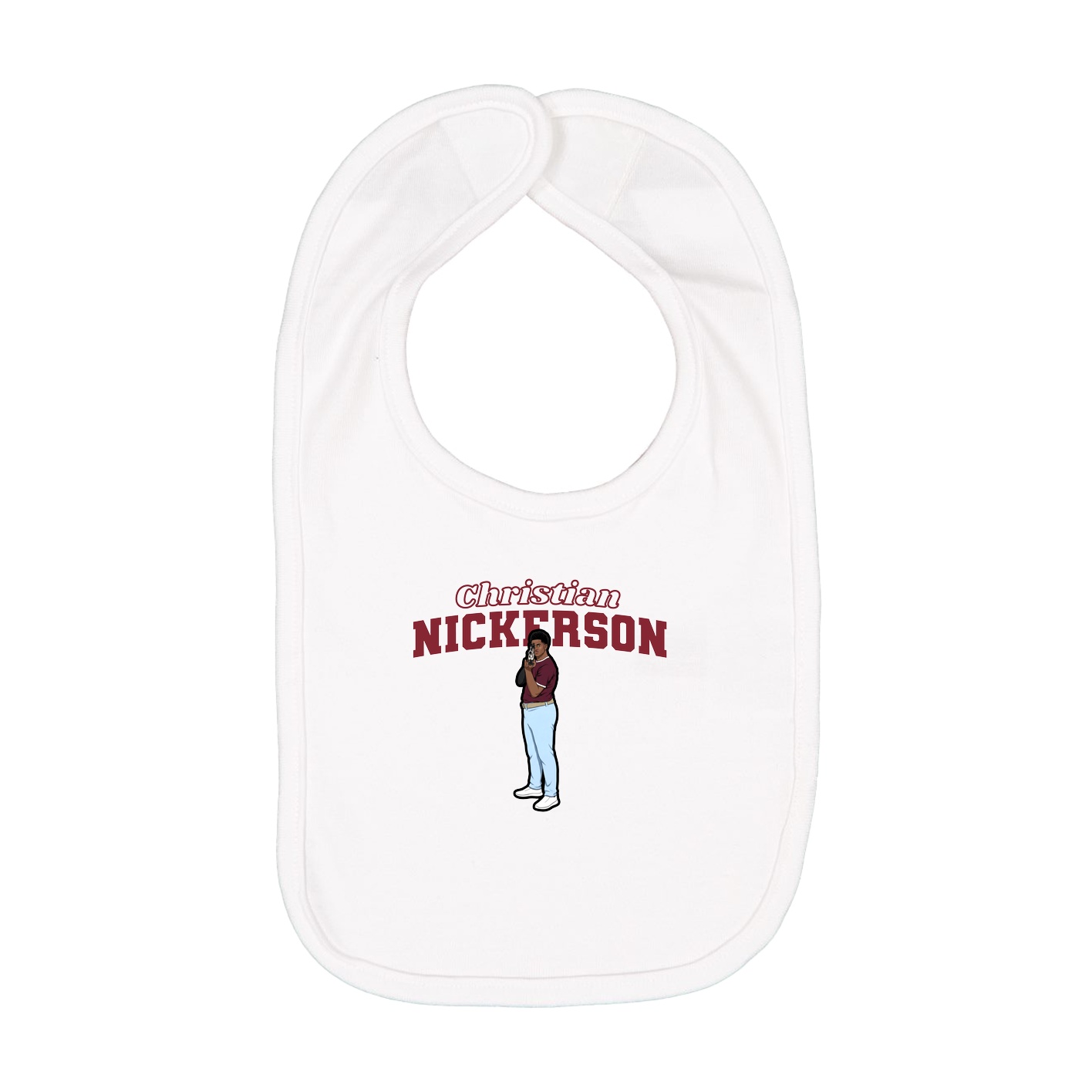 Infant Bib — Name Arch in White