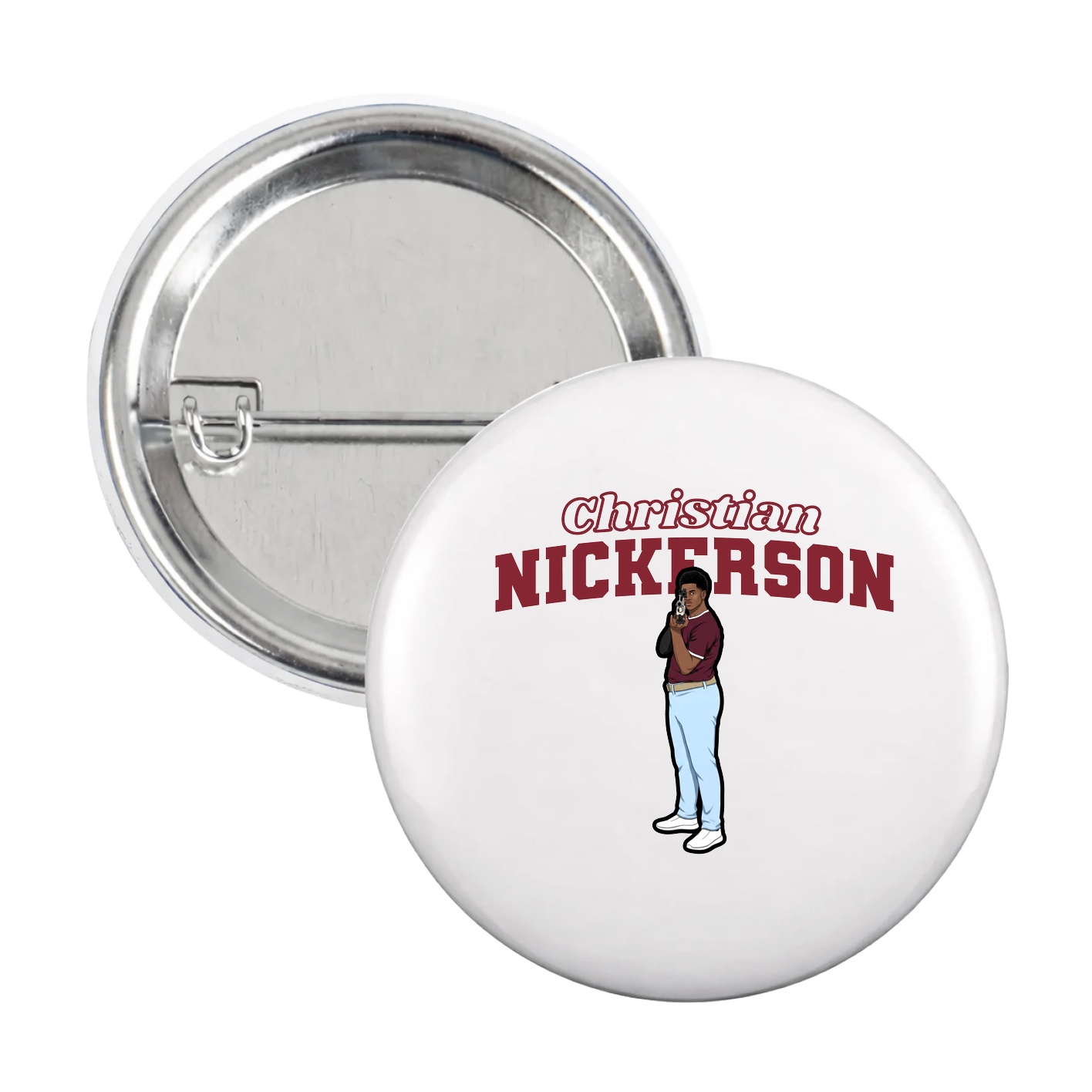 Game Day Button — Name Arch in White