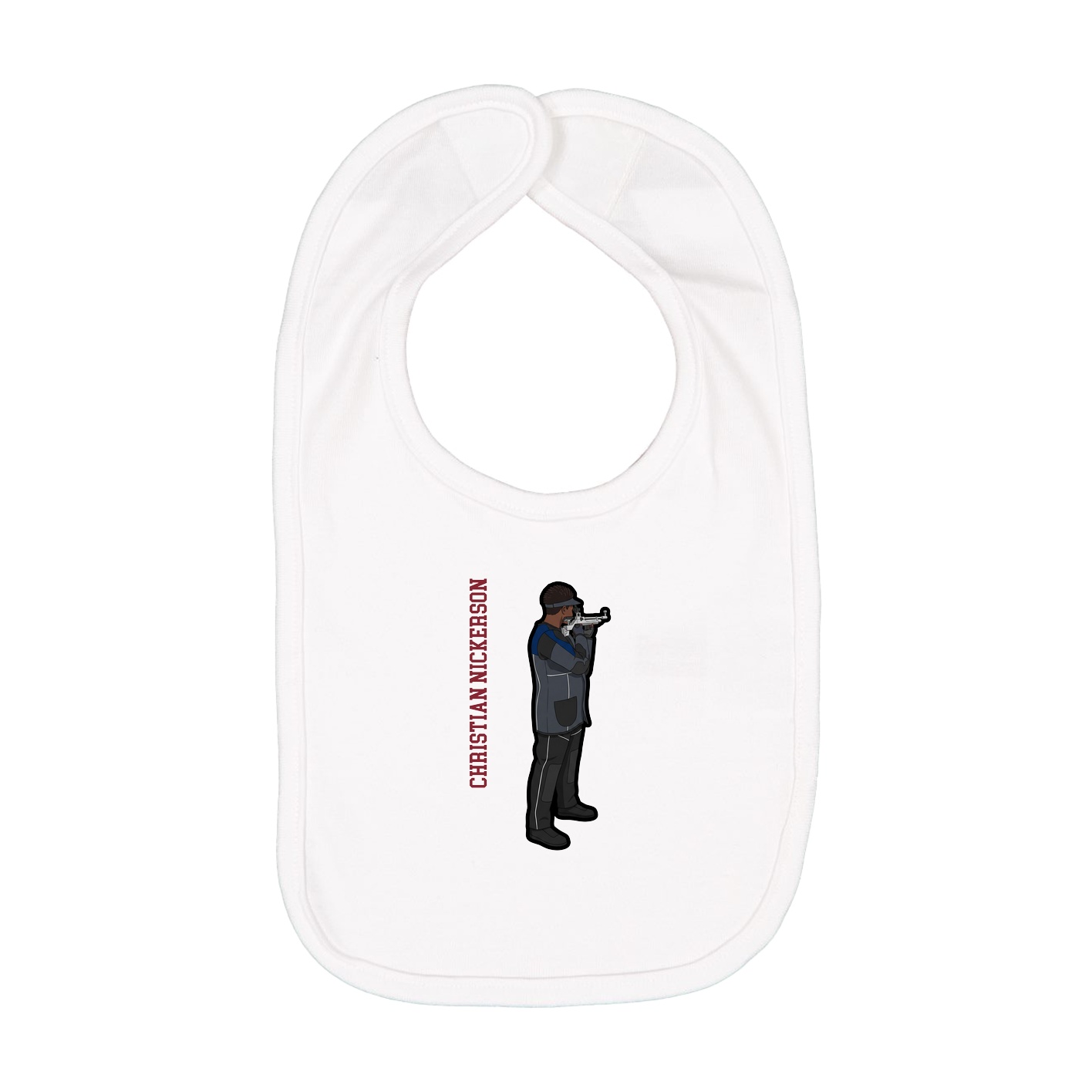 Infant Bib — Name Vertical in White
