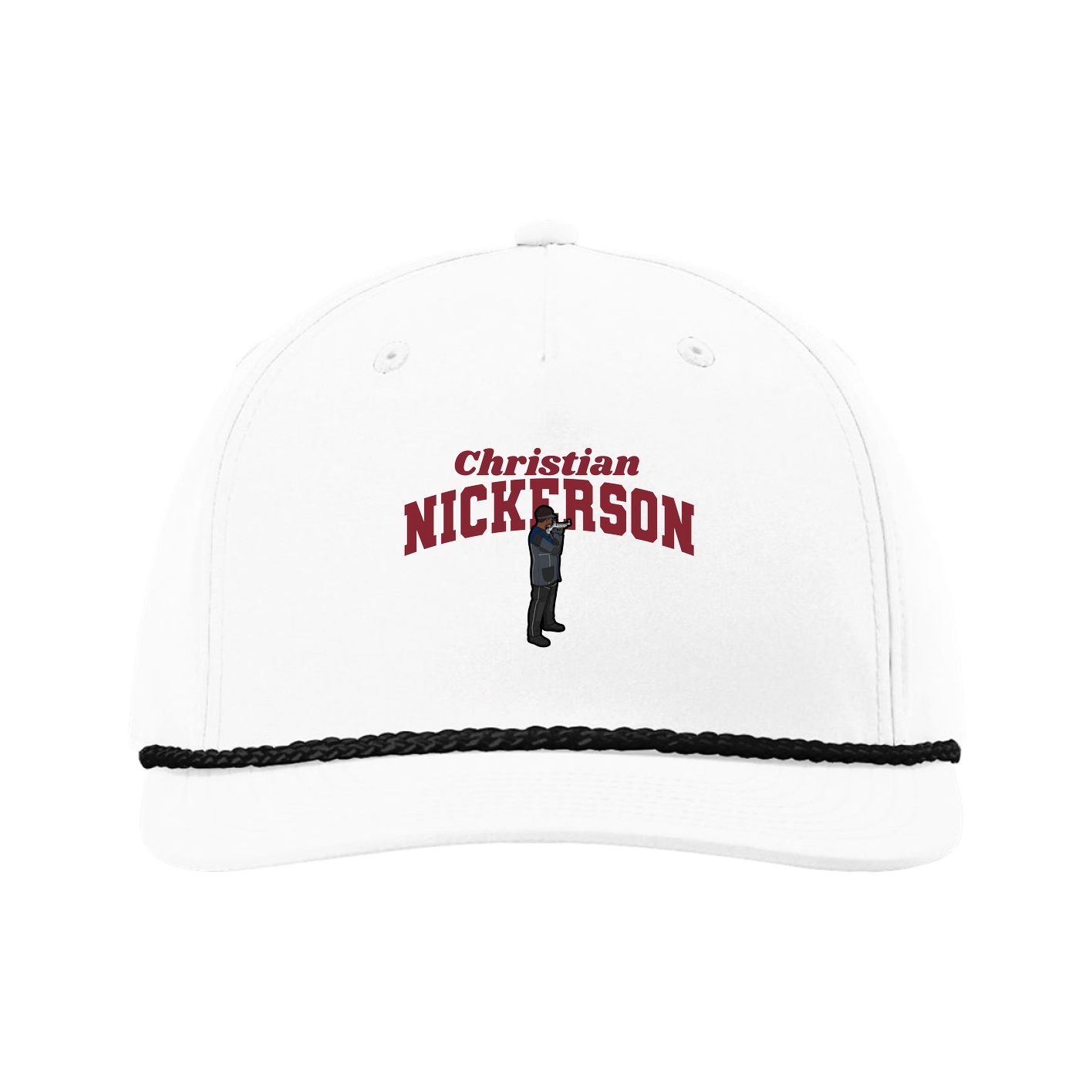 Five-Panel Classic Rope Cap — Signature Arch in White