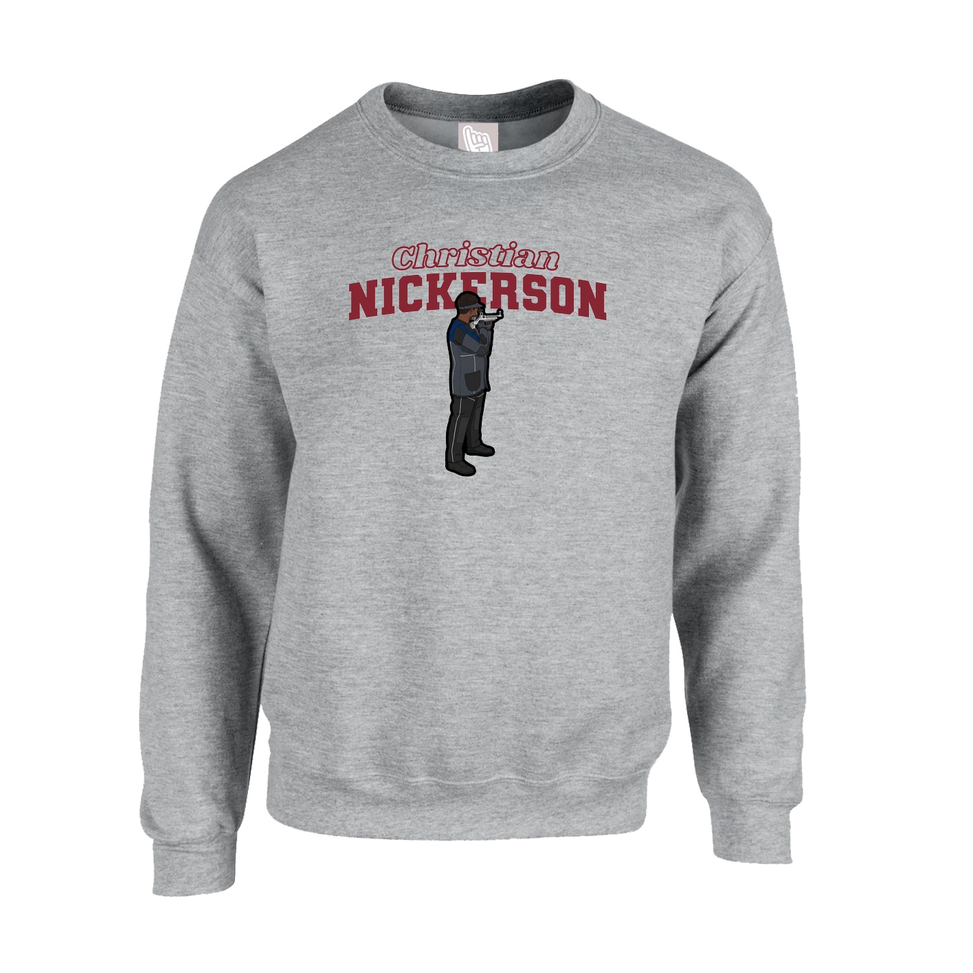 Fleece Crew — Name Arch in Grey