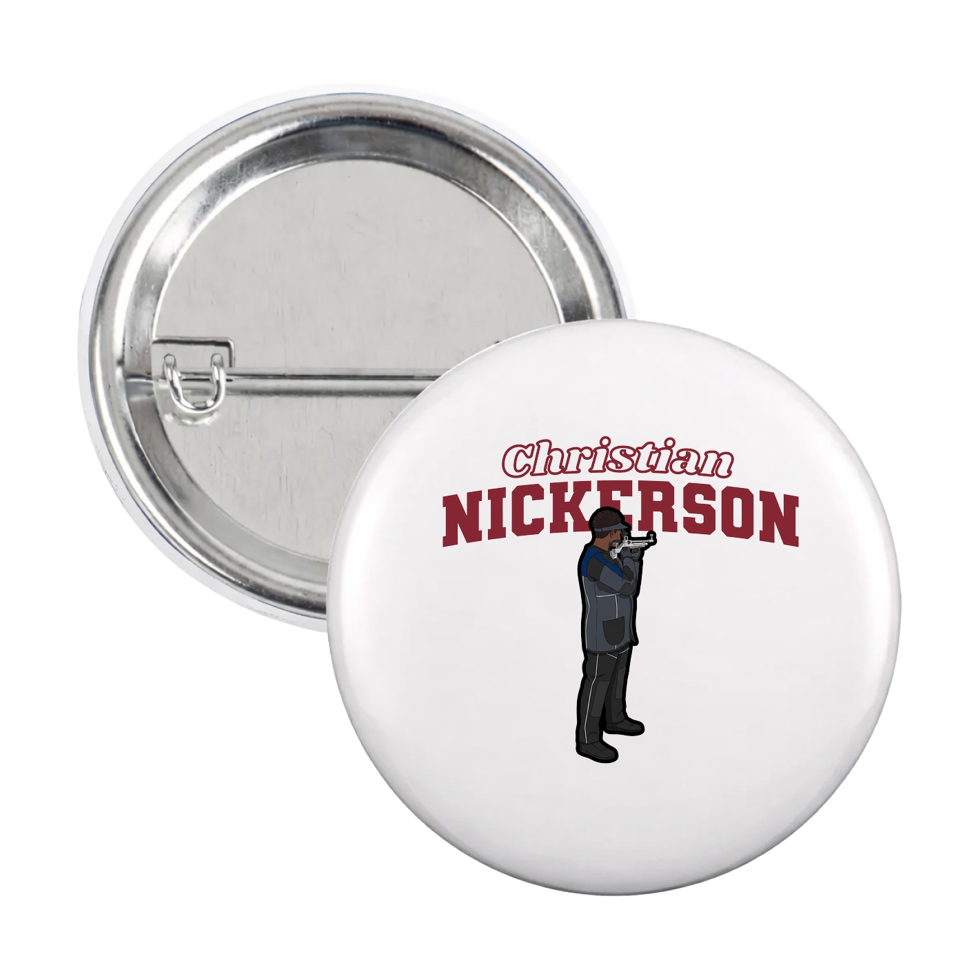 Game Day Button — Name Arch in White
