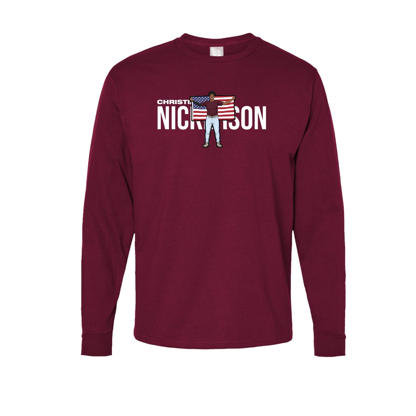 Long Sleeve Tee — Player Name in Cardinal