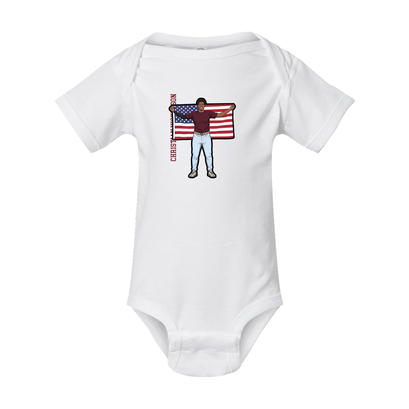 Baby Onesie — Name Vertical in White