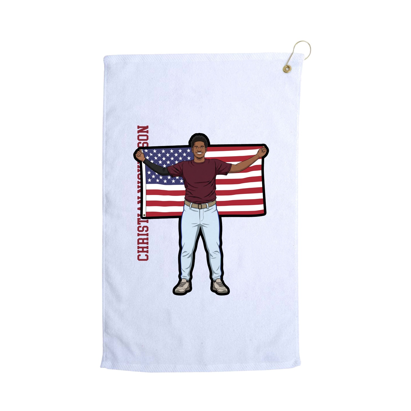 Golf Towel — Name Vertical in White