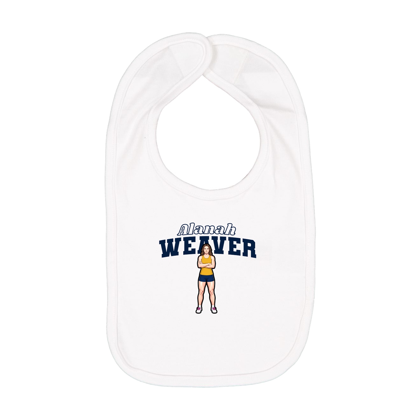 Infant Bib — Name Arch in White