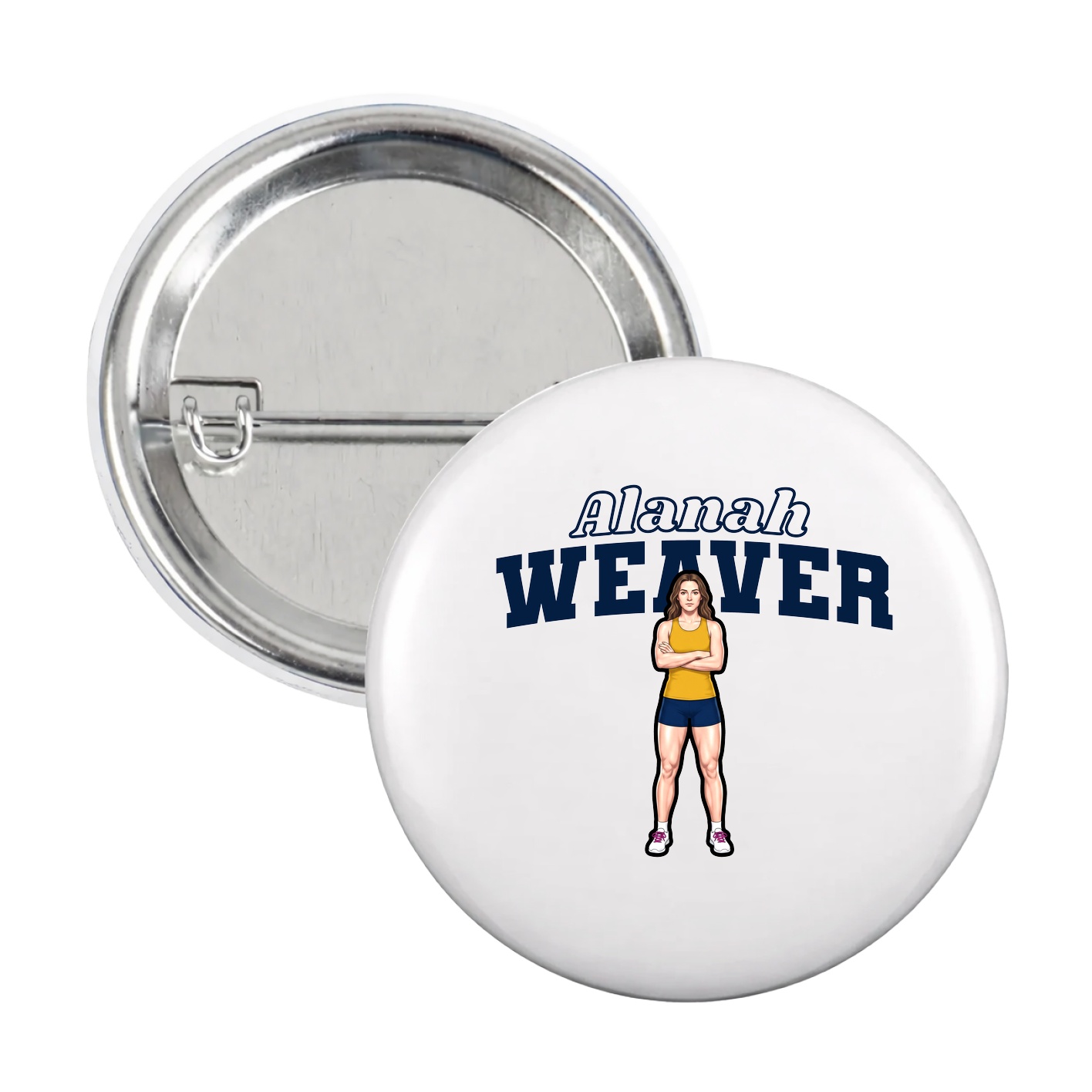 Game Day Button — Name Arch in White