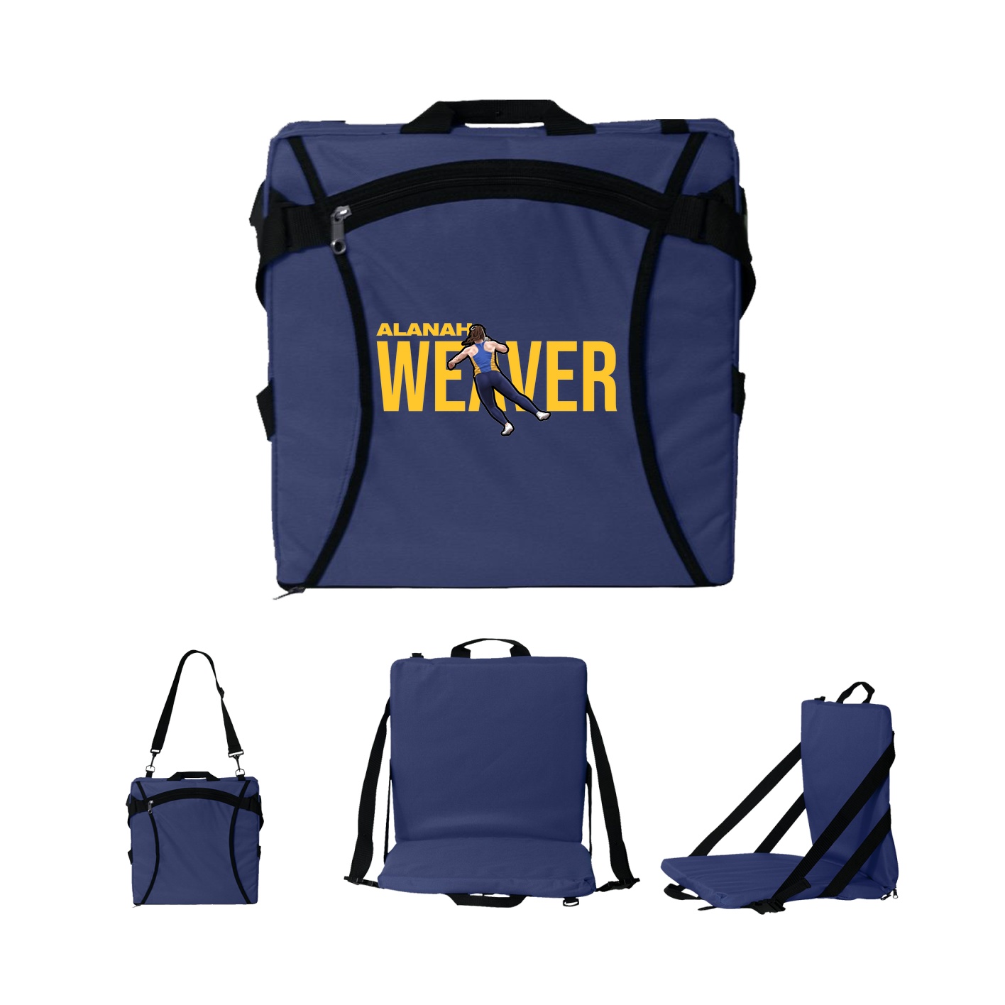 Folding Stadium Seat — Player Name in Navy