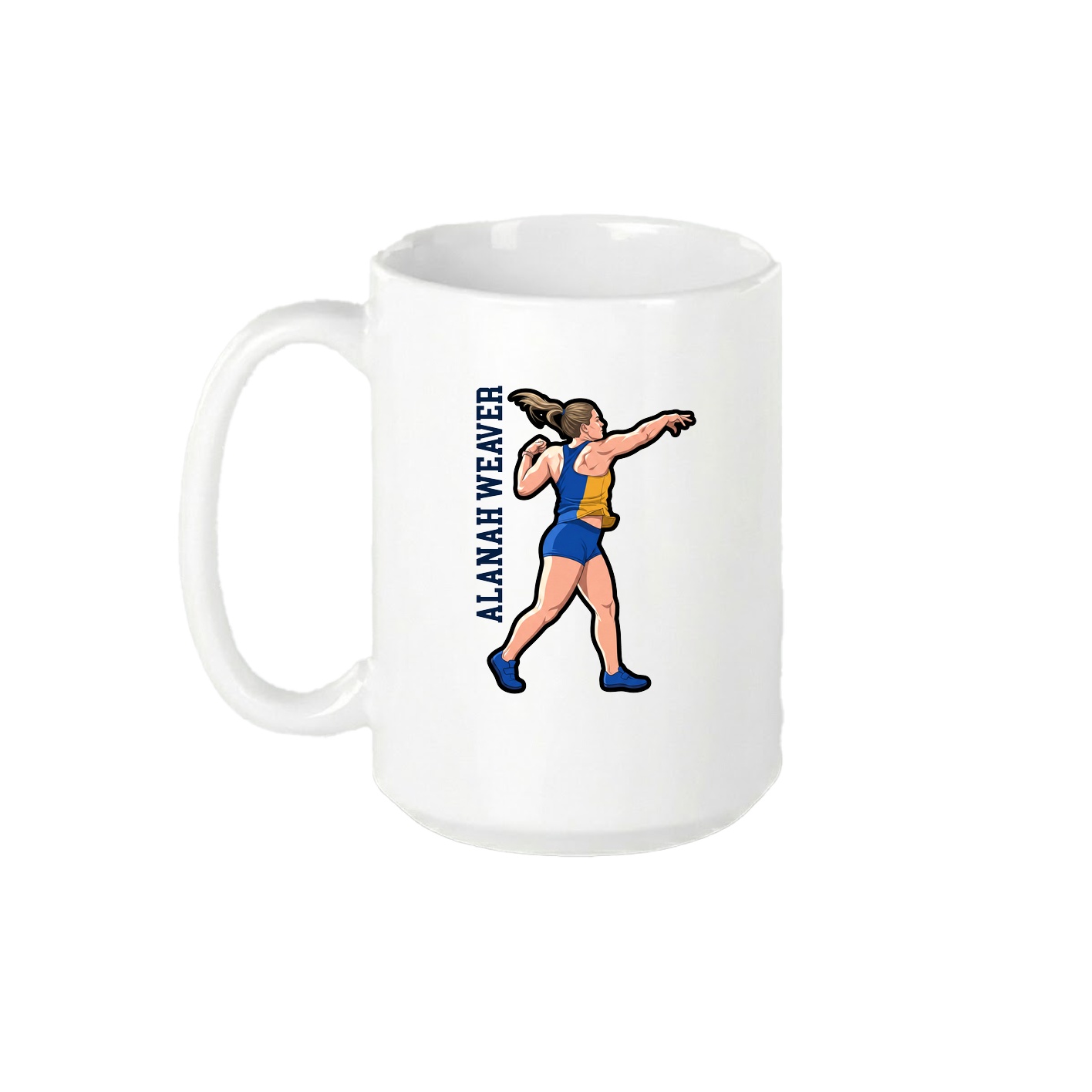 15oz Coffee Mug — Name Vertical in White