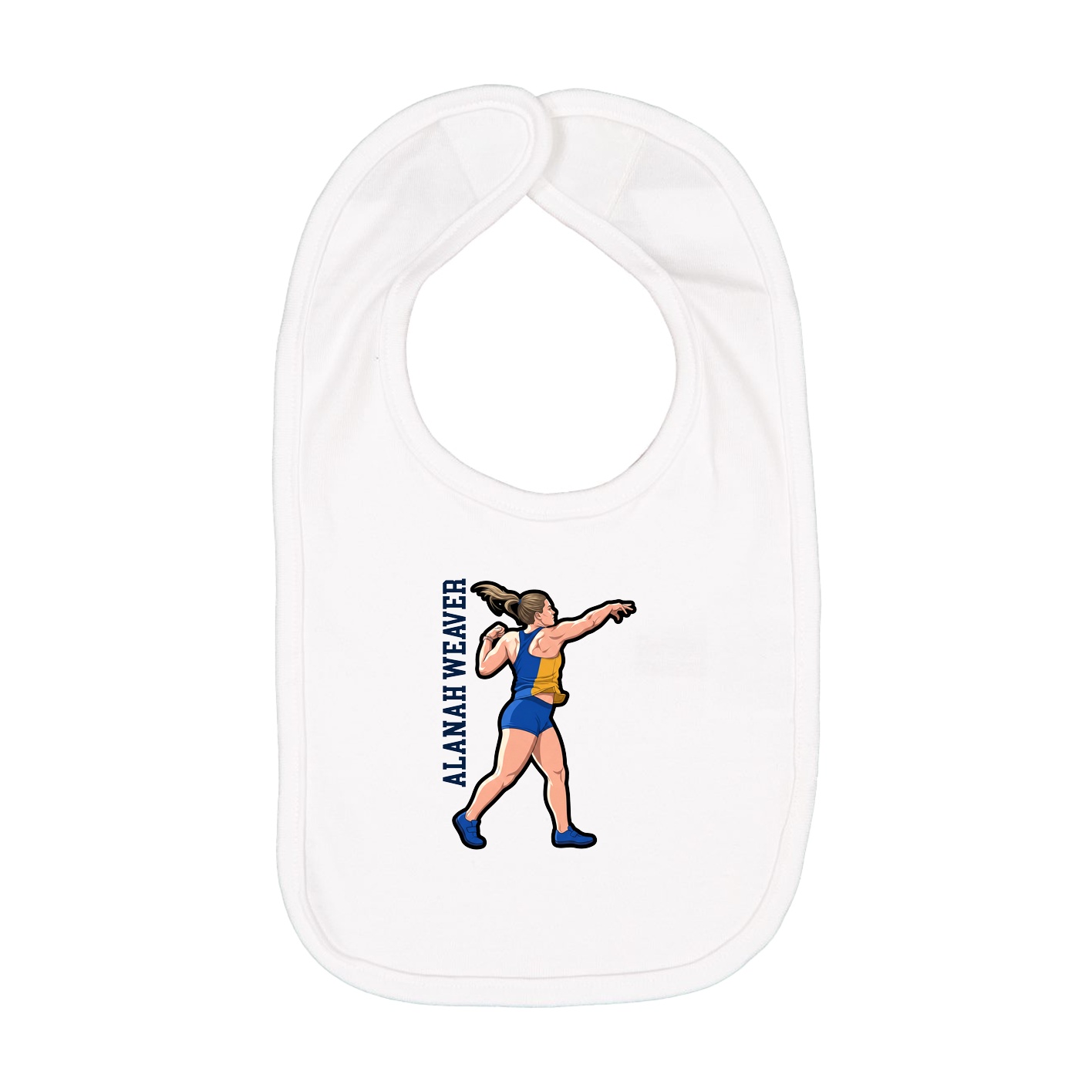 Infant Bib — Name Vertical in White