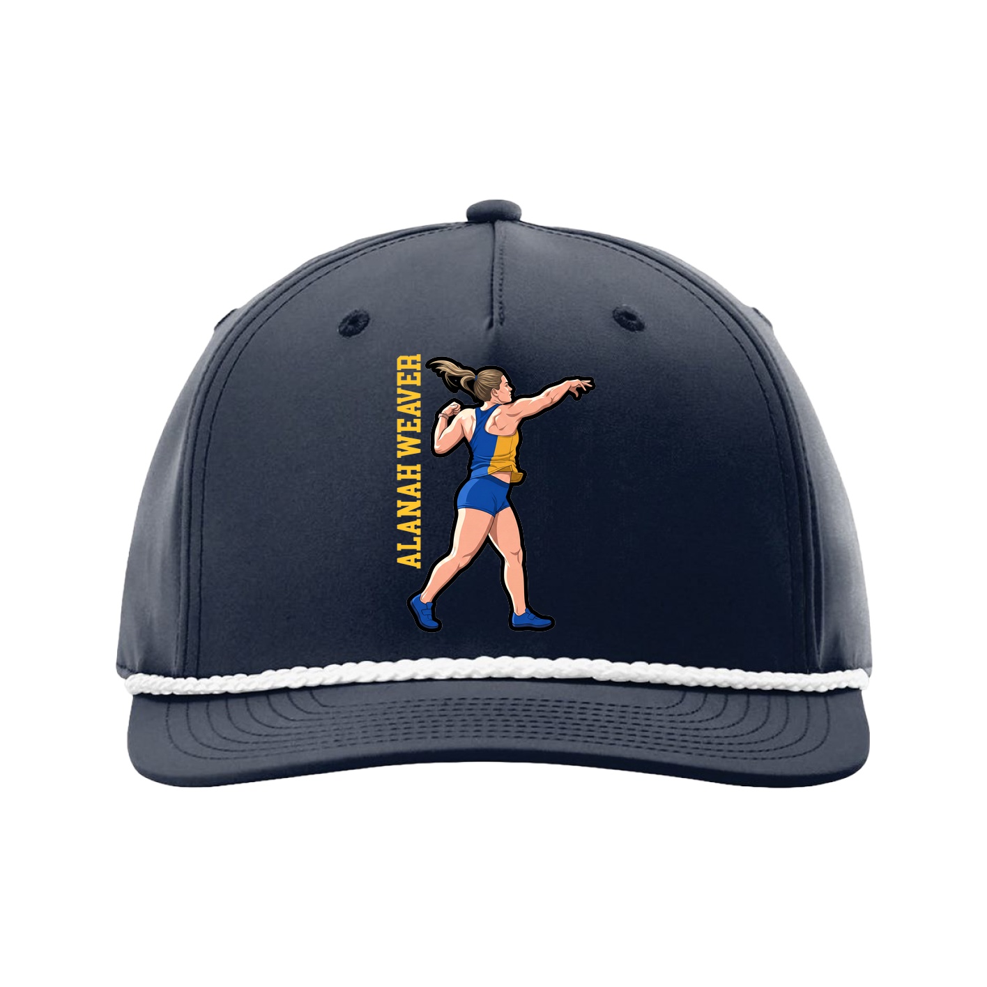 Five-Panel Classic Rope Cap — Name Vertical in Navy
