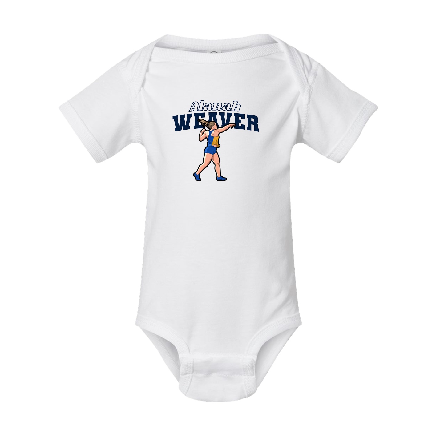 Baby Onesie — Name Arch in White