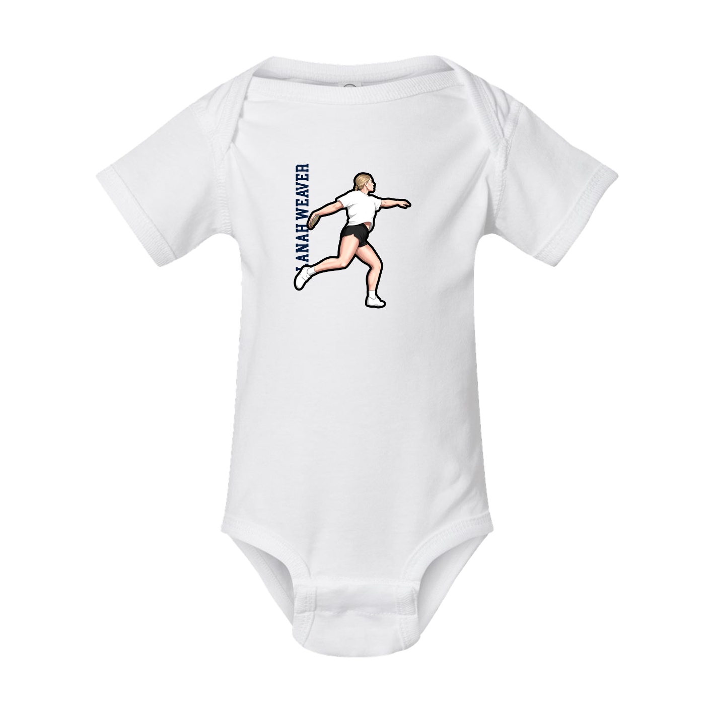 Baby Onesie — Name Vertical in White