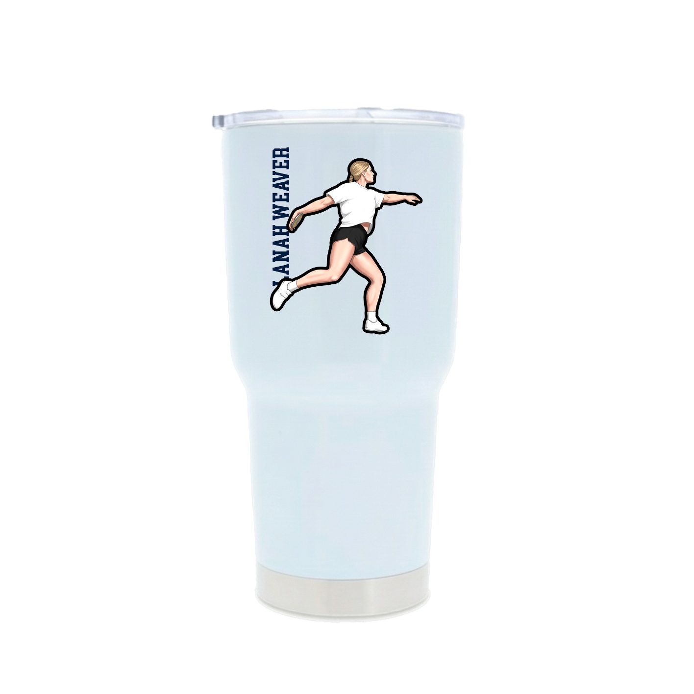30oz Stainless Steel Tumbler — Name Vertical in White