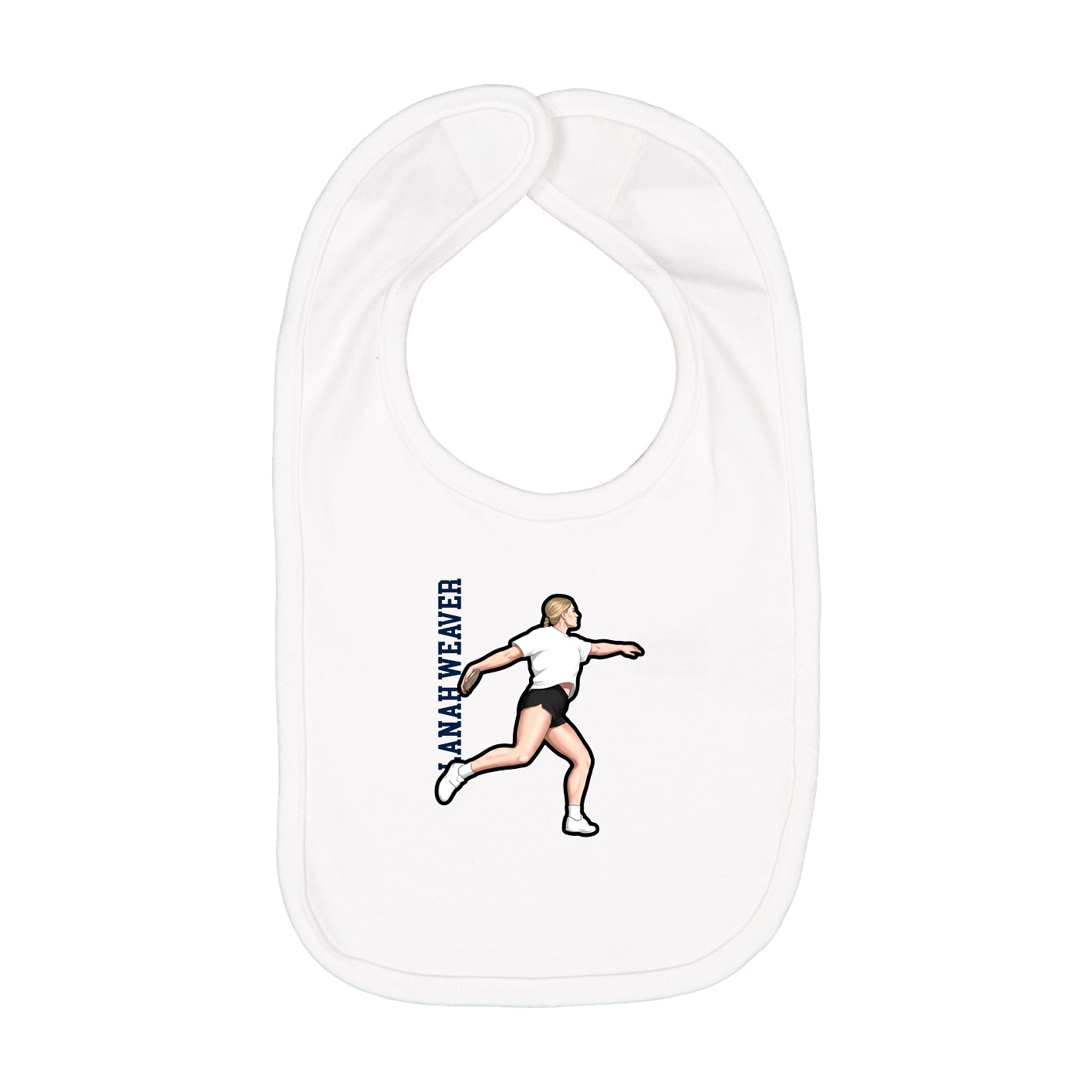 Infant Bib — Name Vertical in White