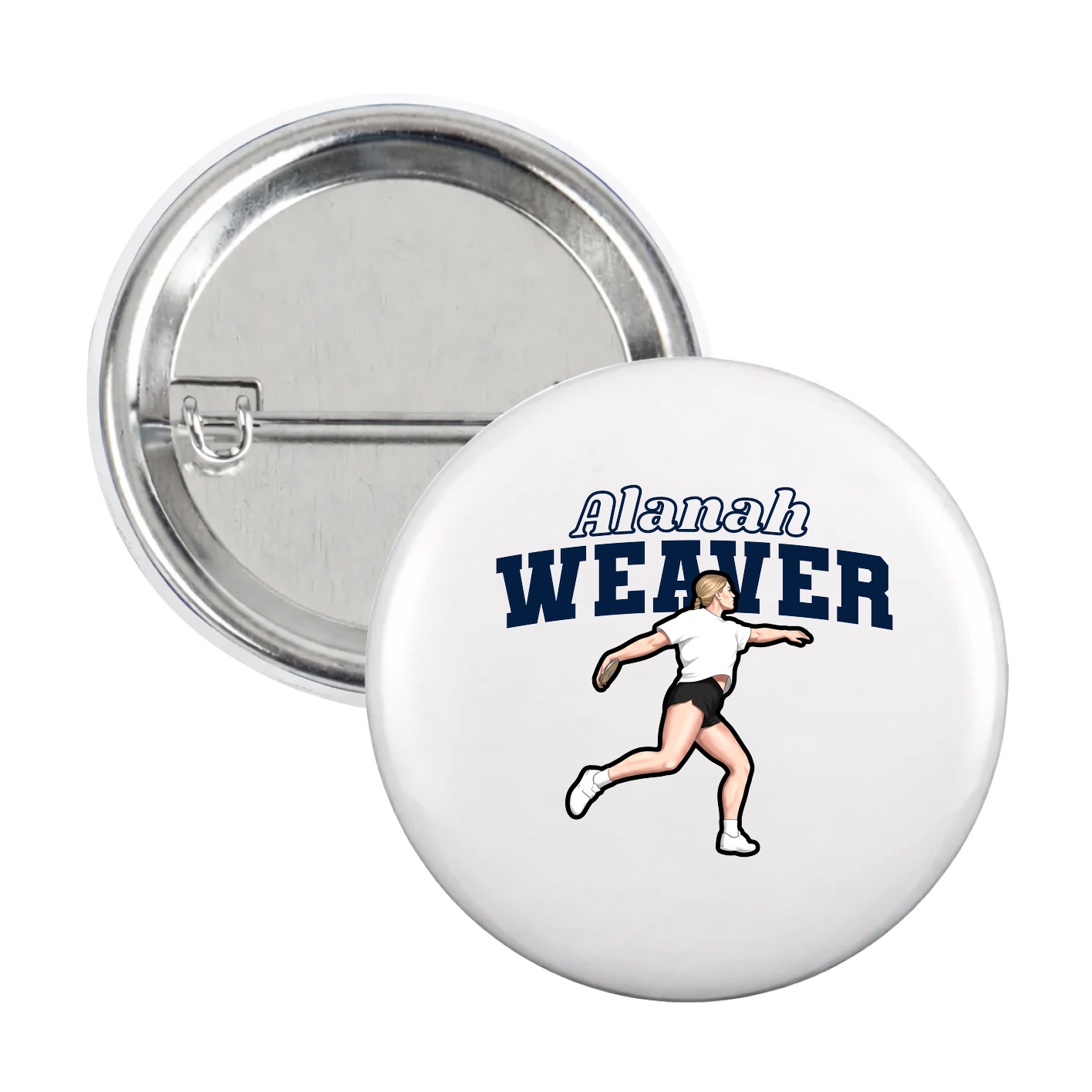 Game Day Button — Name Arch in White