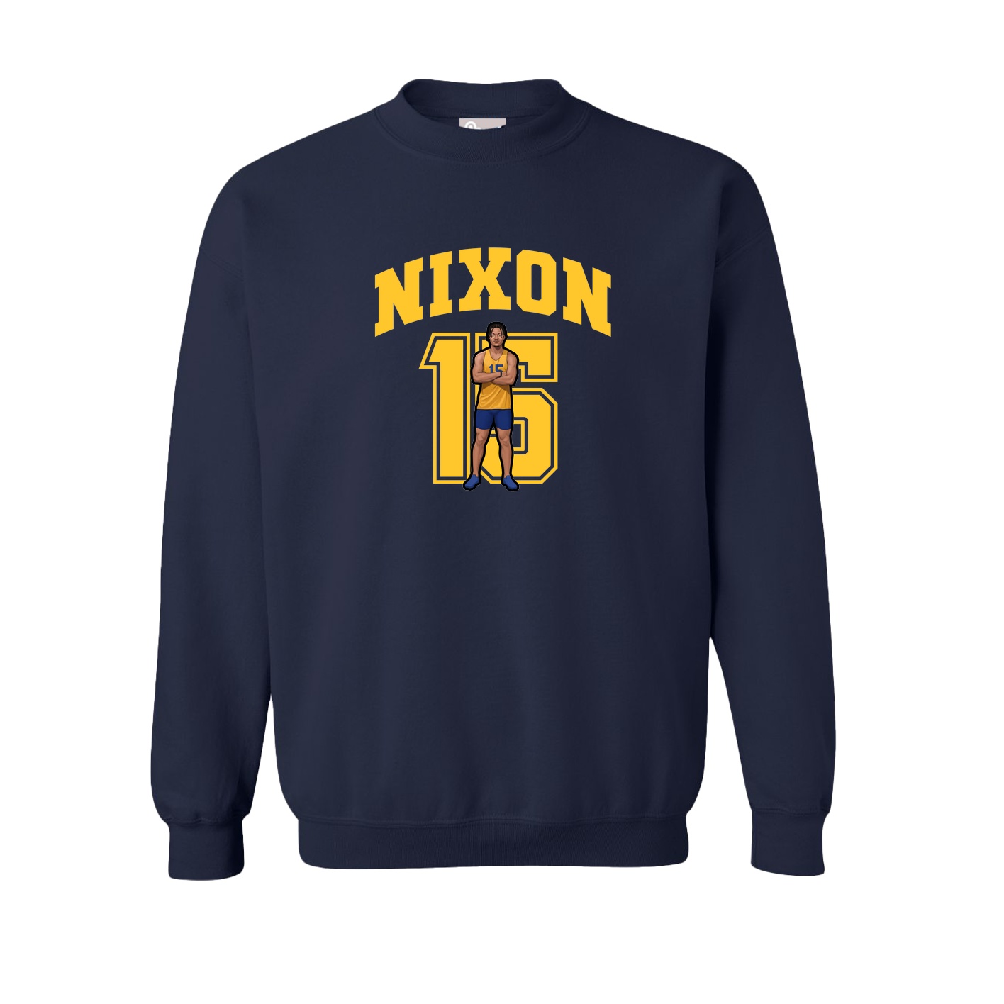 Fleece Crew — Number in Navy