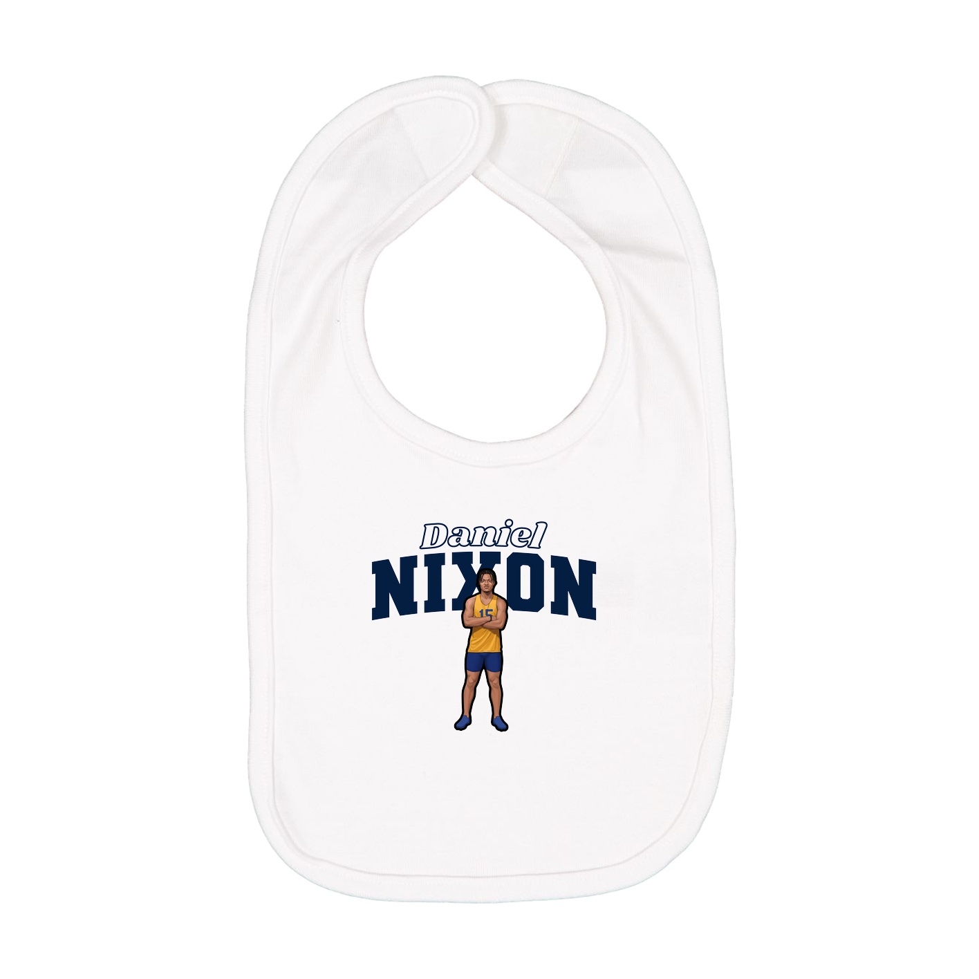 Infant Bib — Name Arch in White