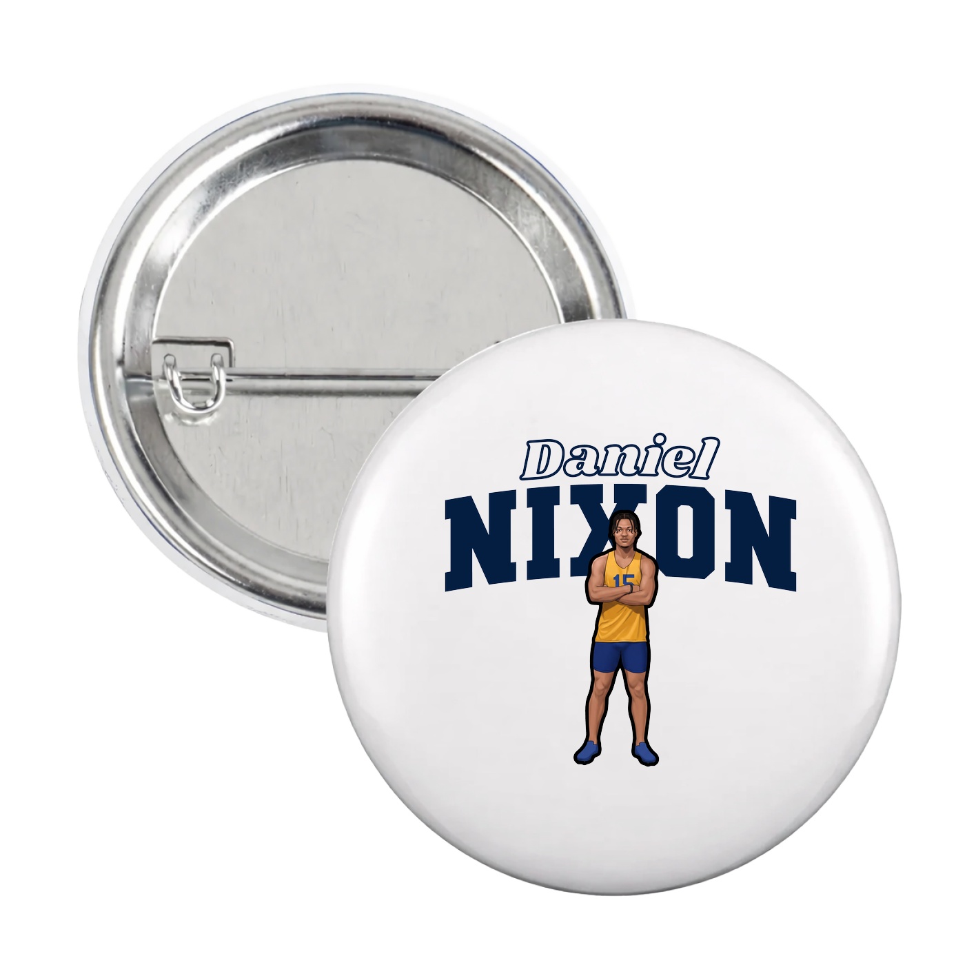 Game Day Button — Name Arch in White