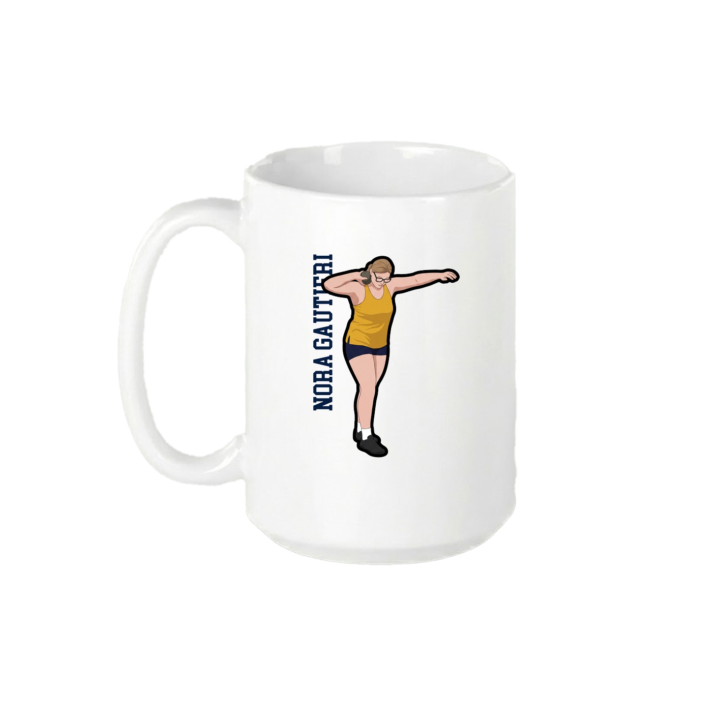 15oz Coffee Mug — Name Vertical in White