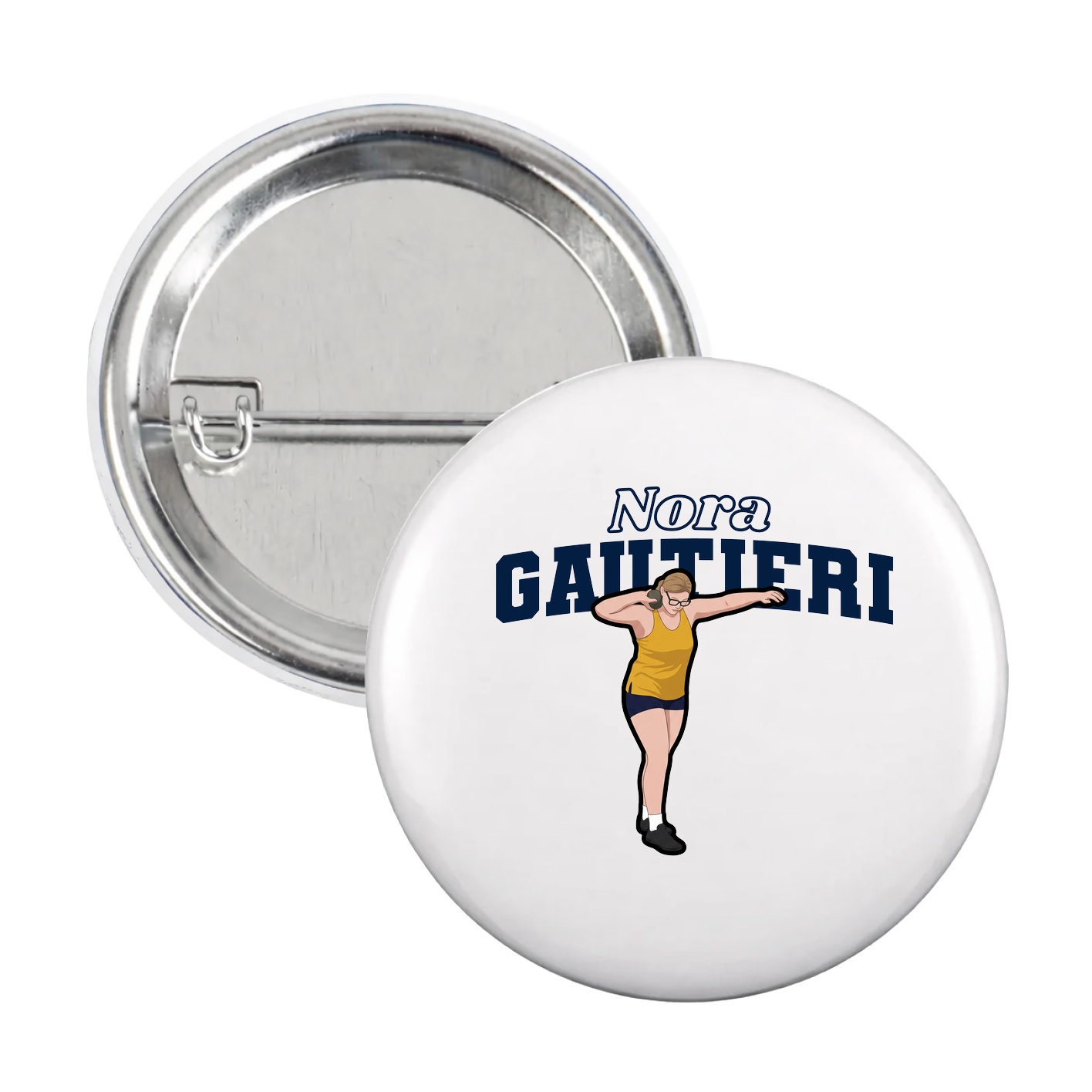 Game Day Button — Name Arch in White