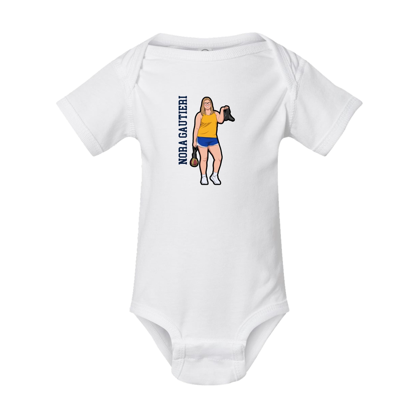 Baby Onesie — Name Vertical in White