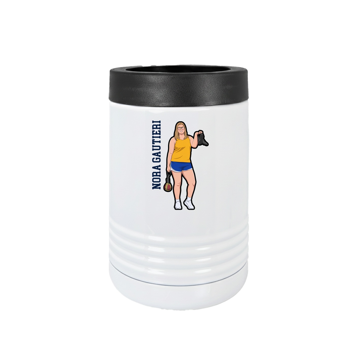 Beverage Holder — Name Vertical in White