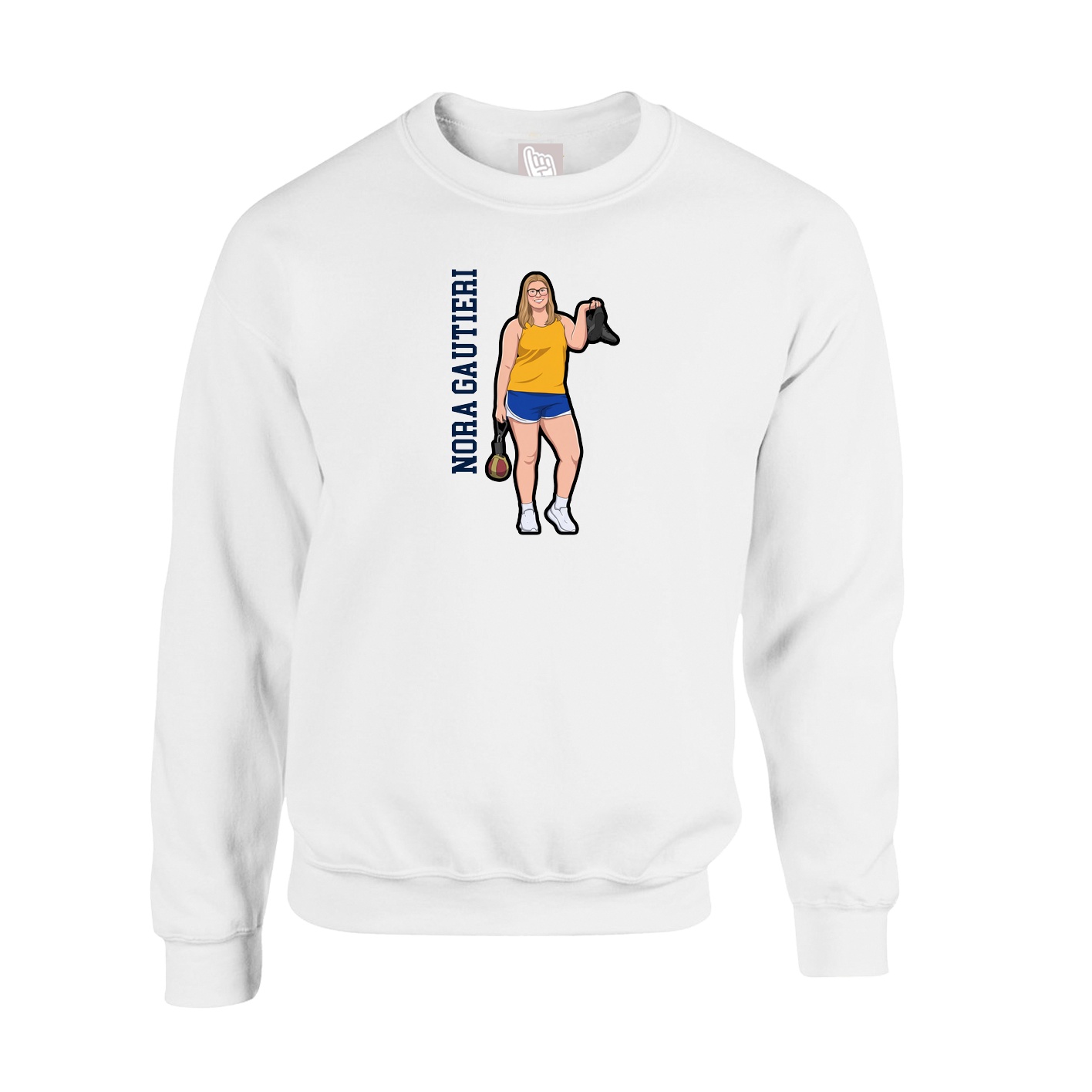 Fleece Crew — Name Vertical in White