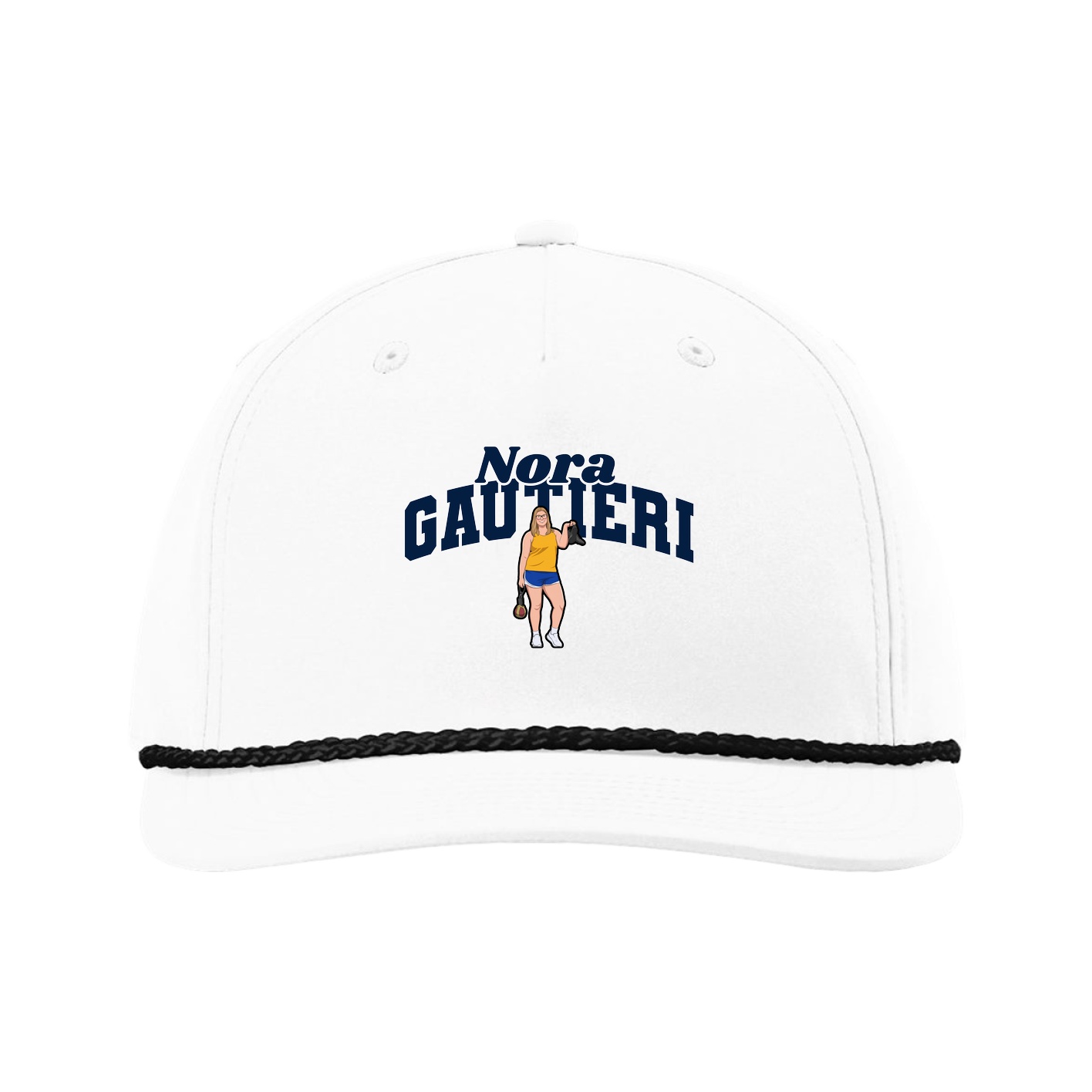 Five-Panel Classic Rope Cap — Signature Arch in White