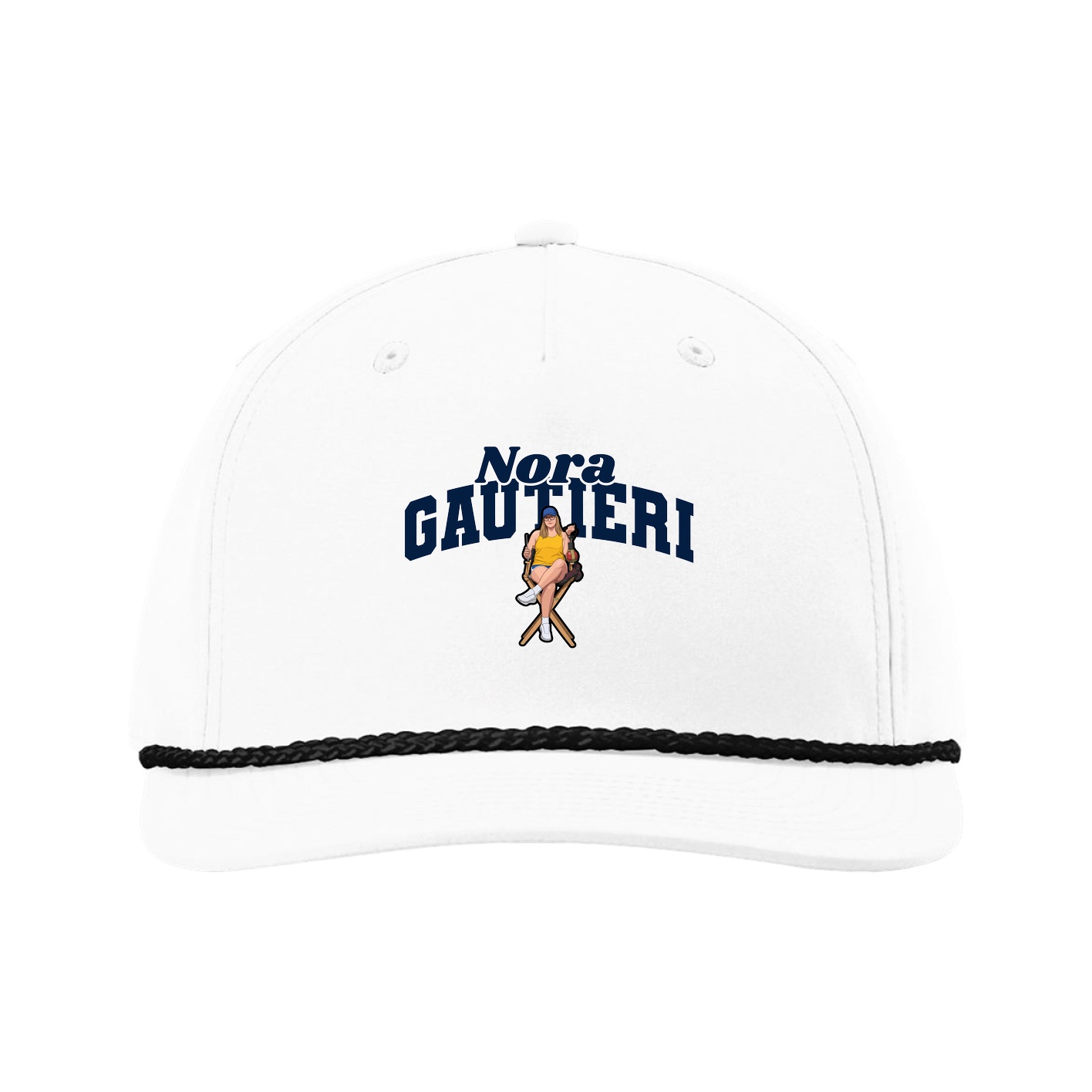 Five-Panel Classic Rope Cap — Signature Arch in White