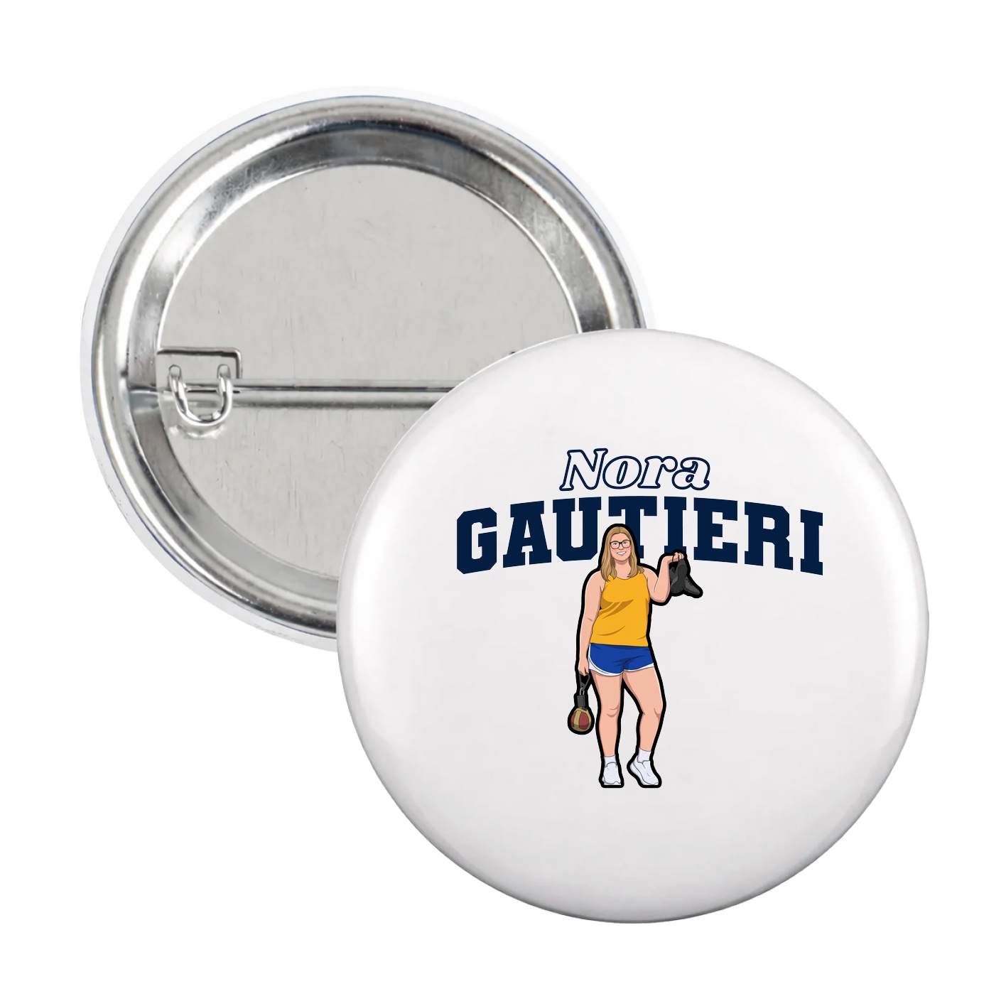 Game Day Button — Name Arch in White