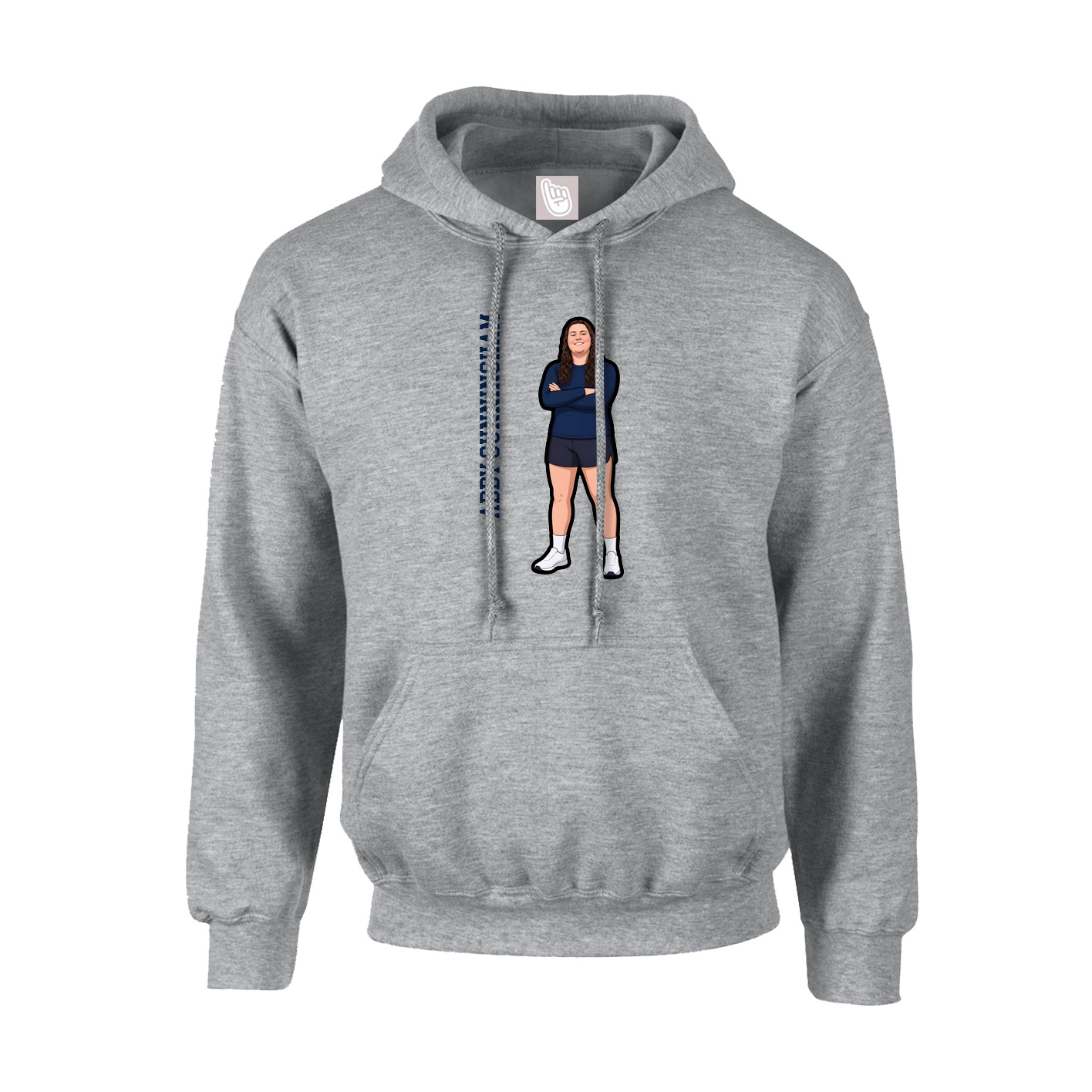 Hoodie — Name Vertical in Grey
